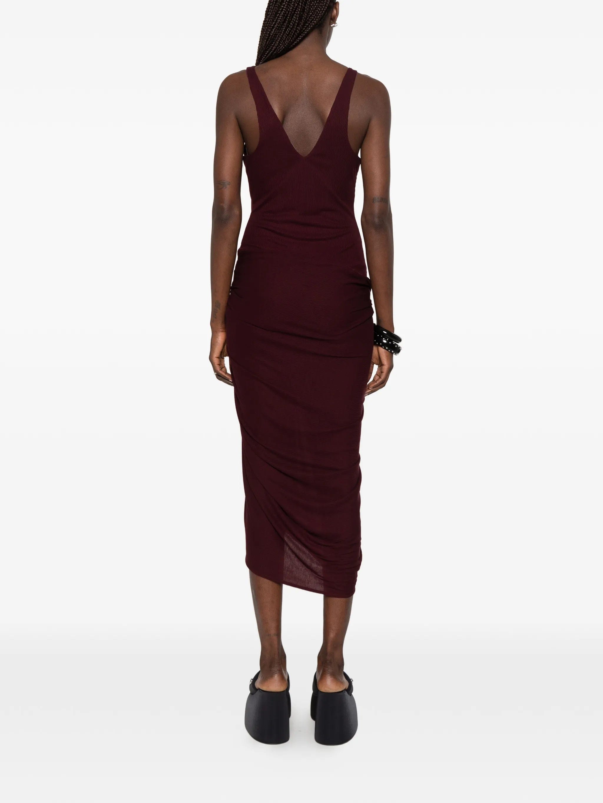 The Attico ruched V - neck midi dress