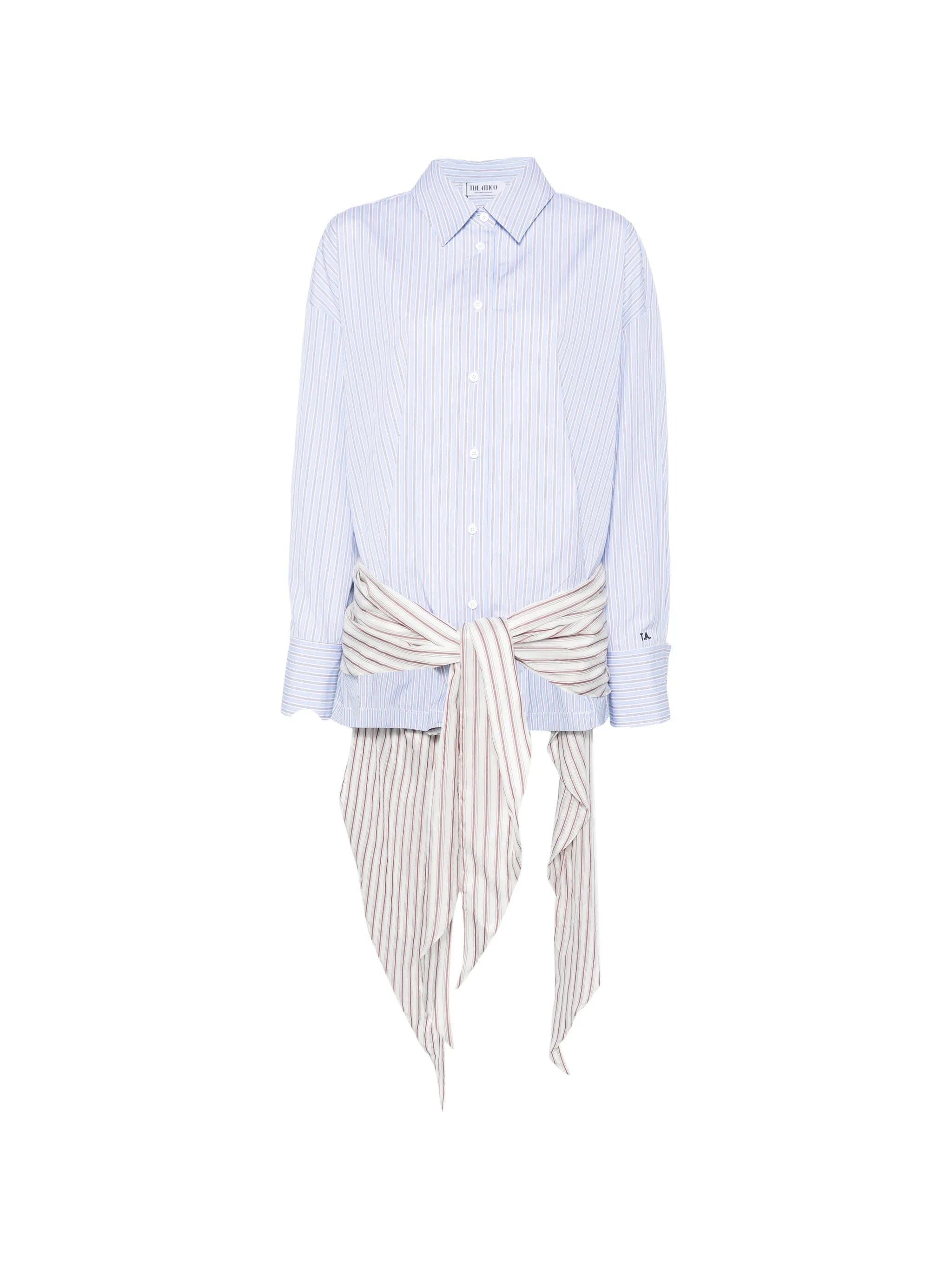 The Attico striped - pattern mini shirt dress