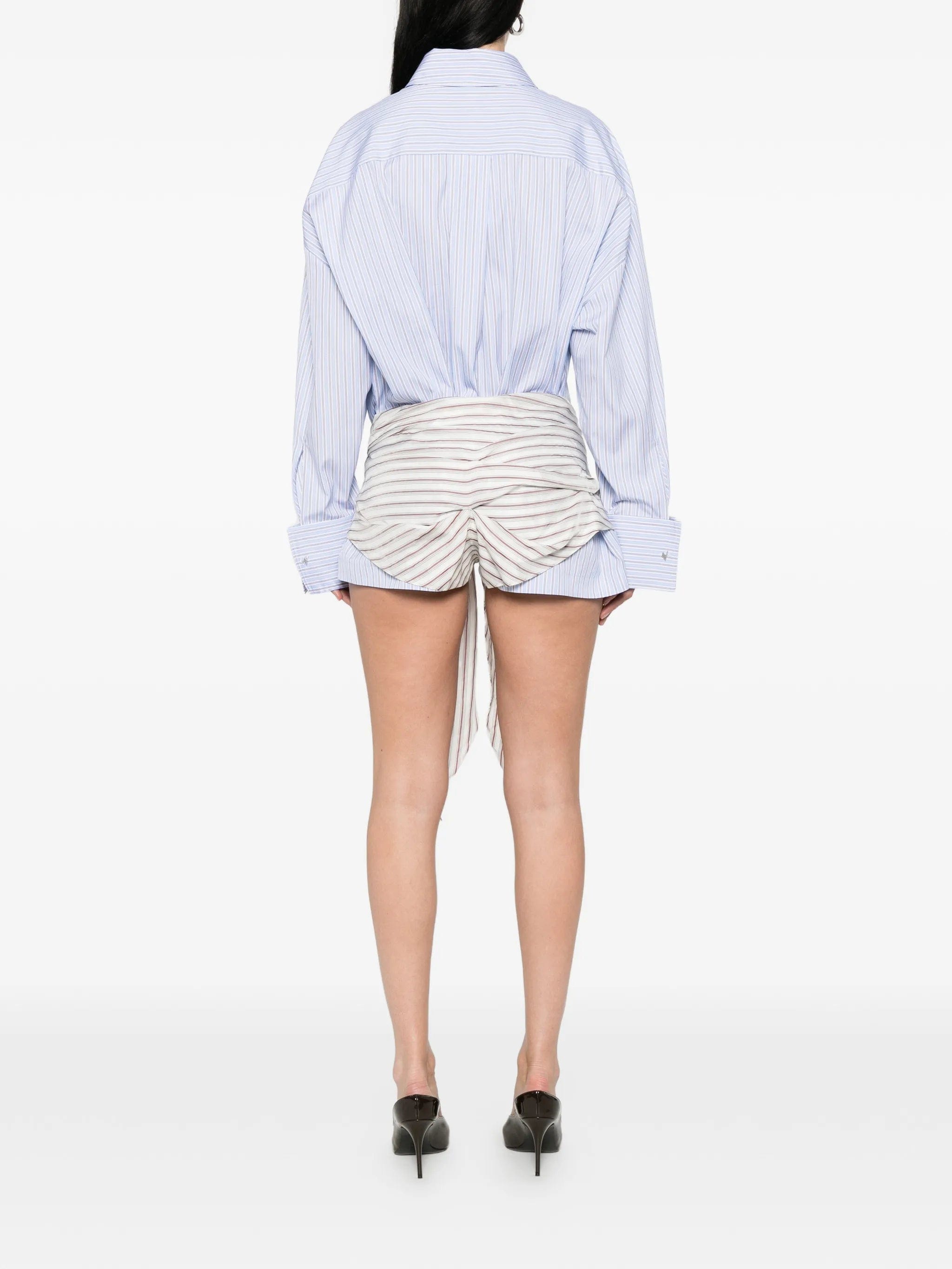 The Attico striped - pattern mini shirt dress