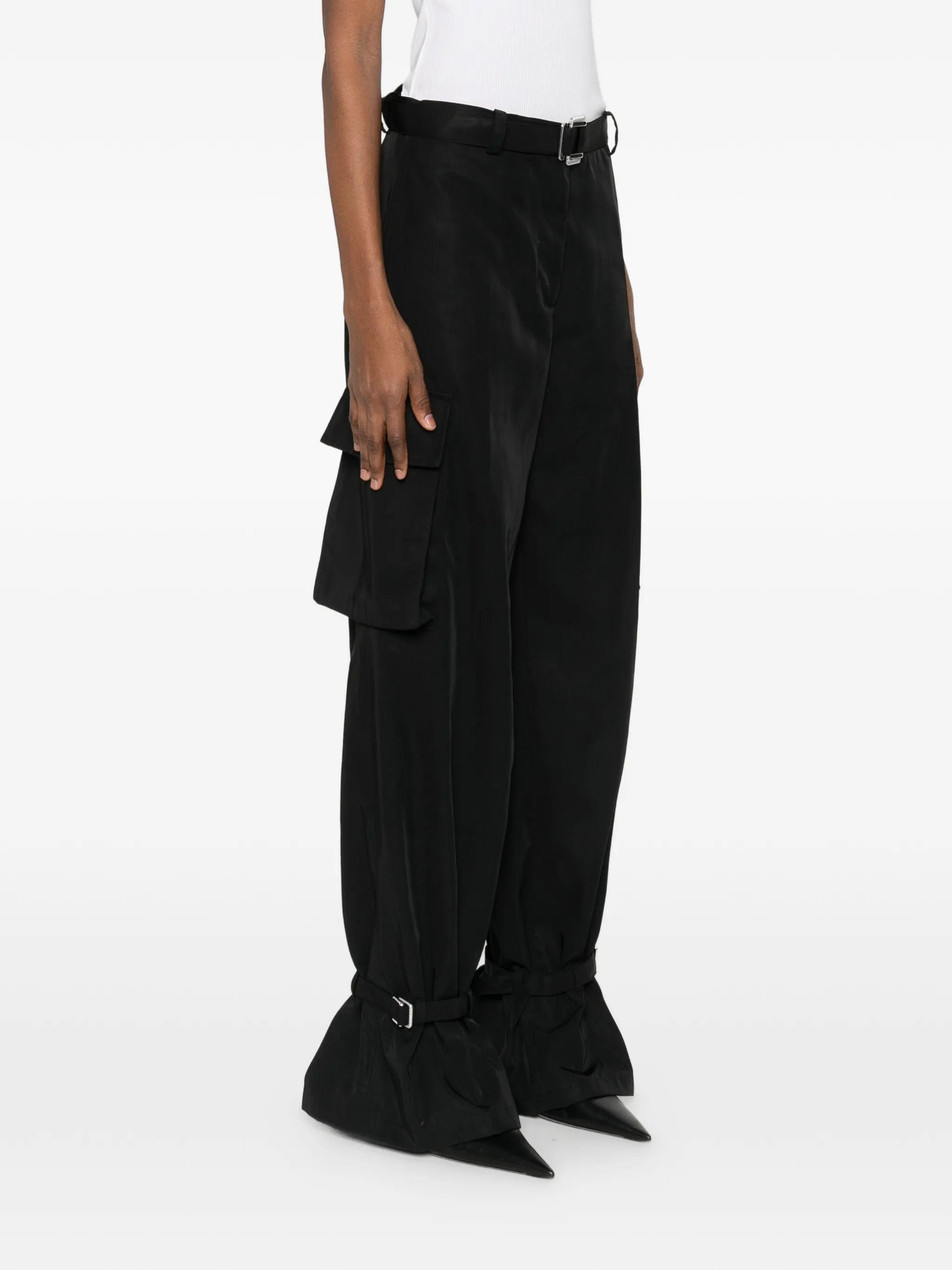 The Attico buckle belt cargo trousers