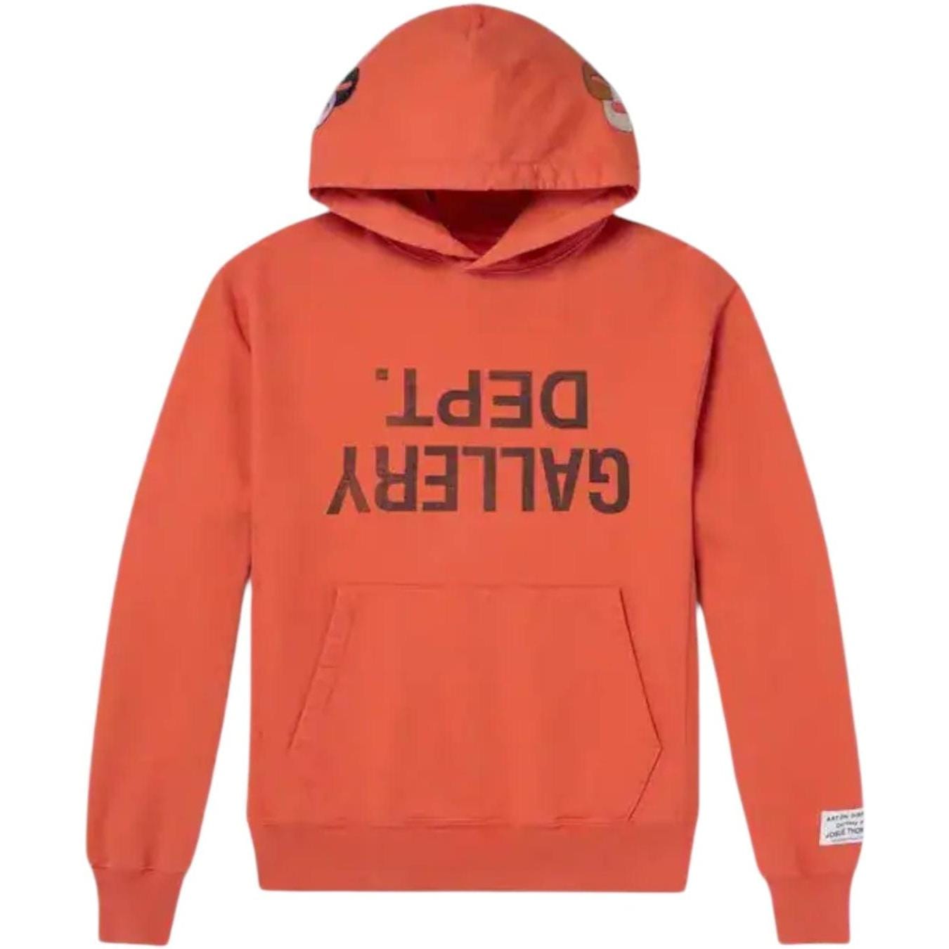 Gallery Dept. Orange Logo Print Appliquéd Cotton Jersey Hoodie