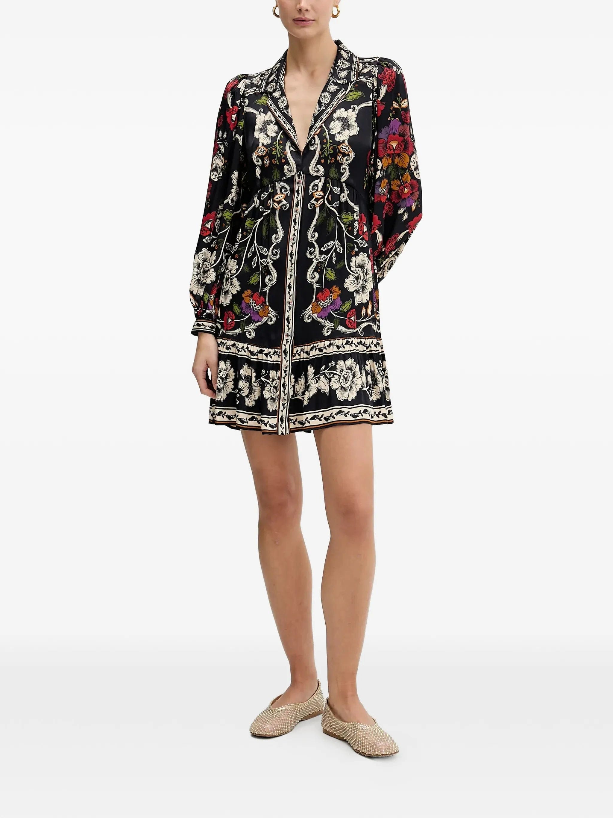FARM Rio mini Black Rococo Flowers dress