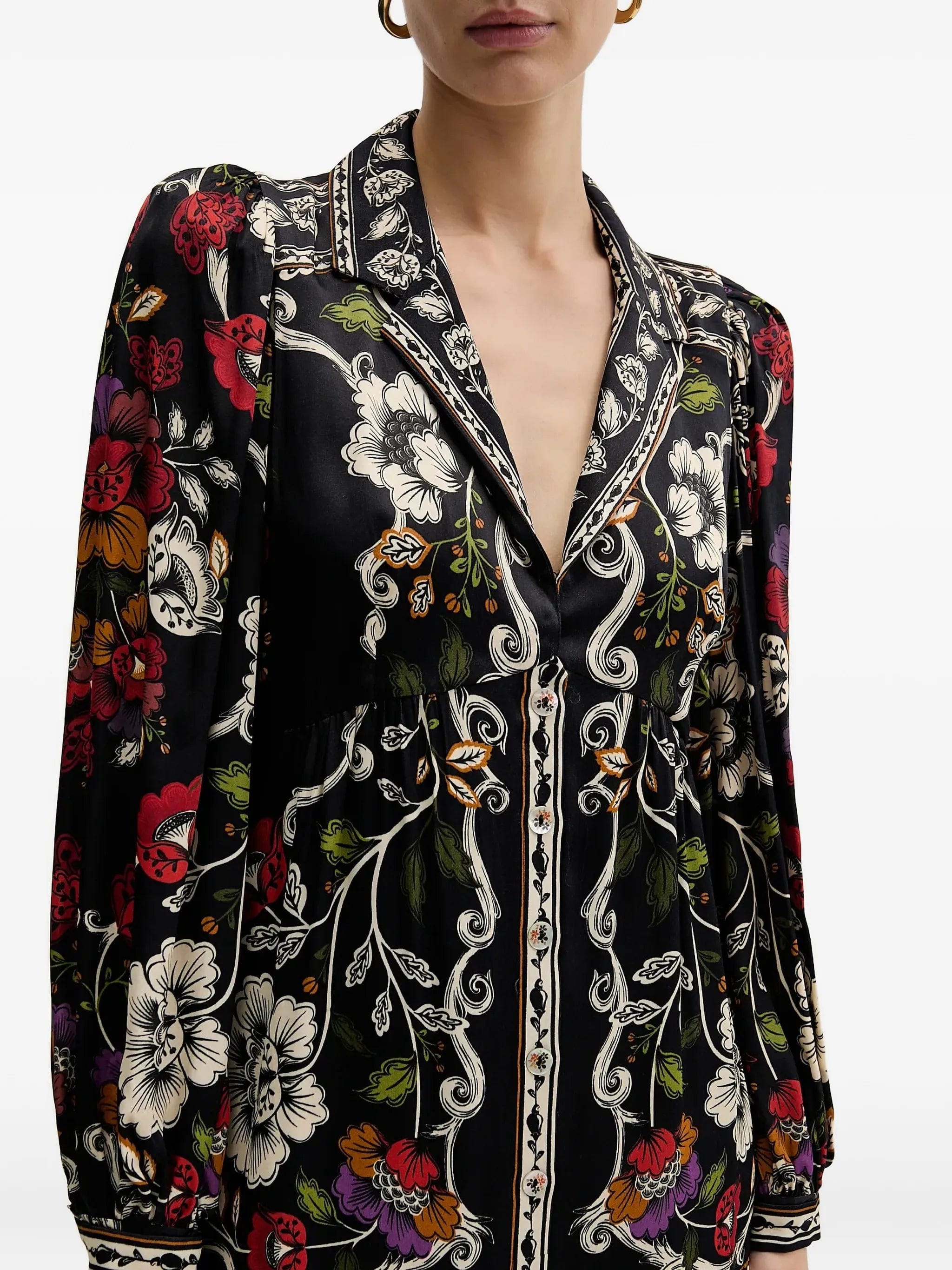 FARM Rio mini Black Rococo Flowers dress