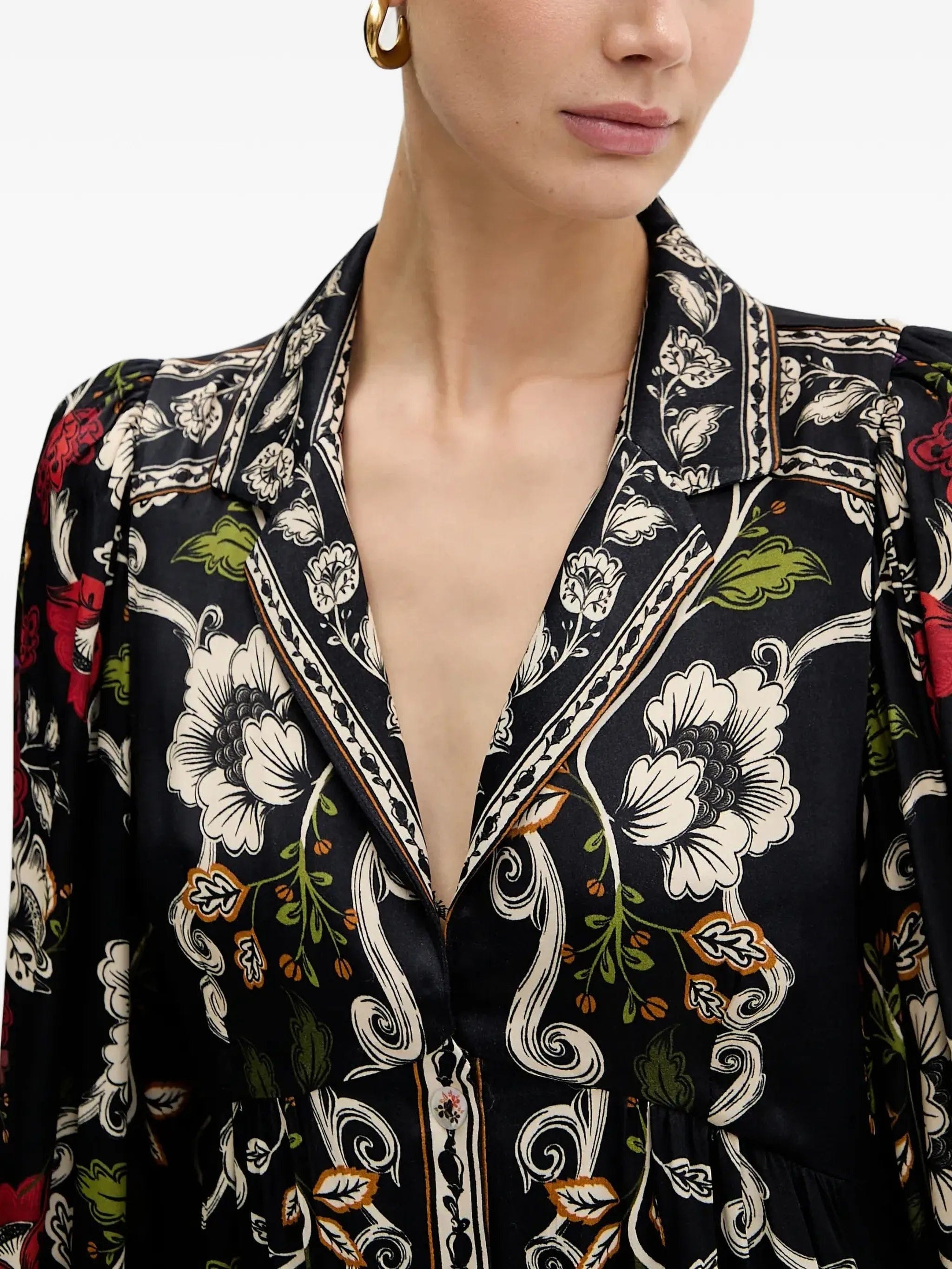 FARM Rio mini Black Rococo Flowers dress