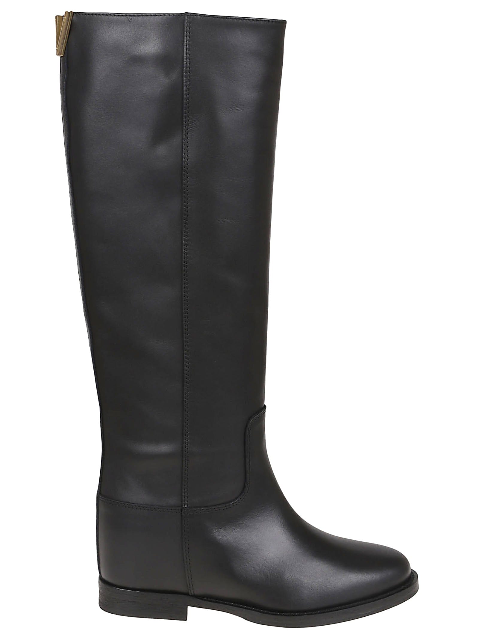 High Smooth Leather Internal Wedge Knee - High Boots