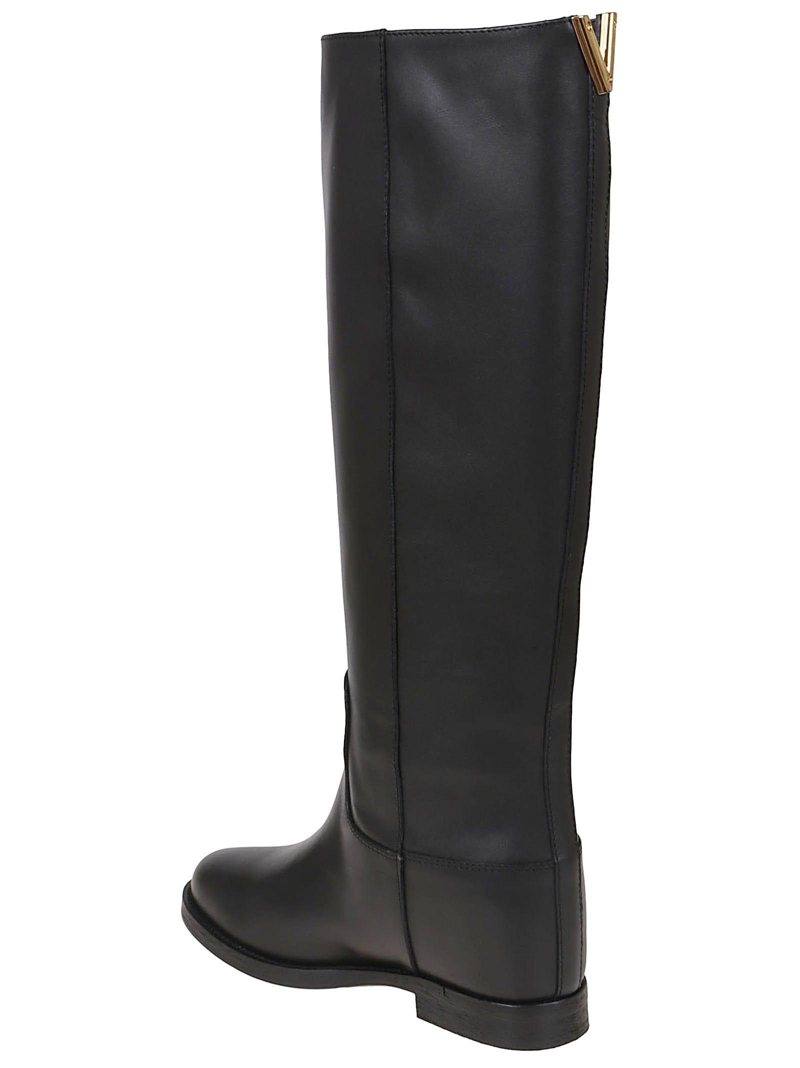 High Smooth Leather Internal Wedge Knee - High Boots