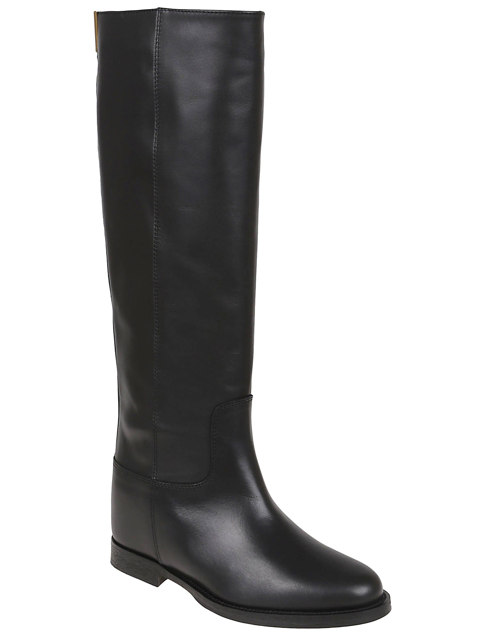 High Smooth Leather Internal Wedge Knee - High Boots