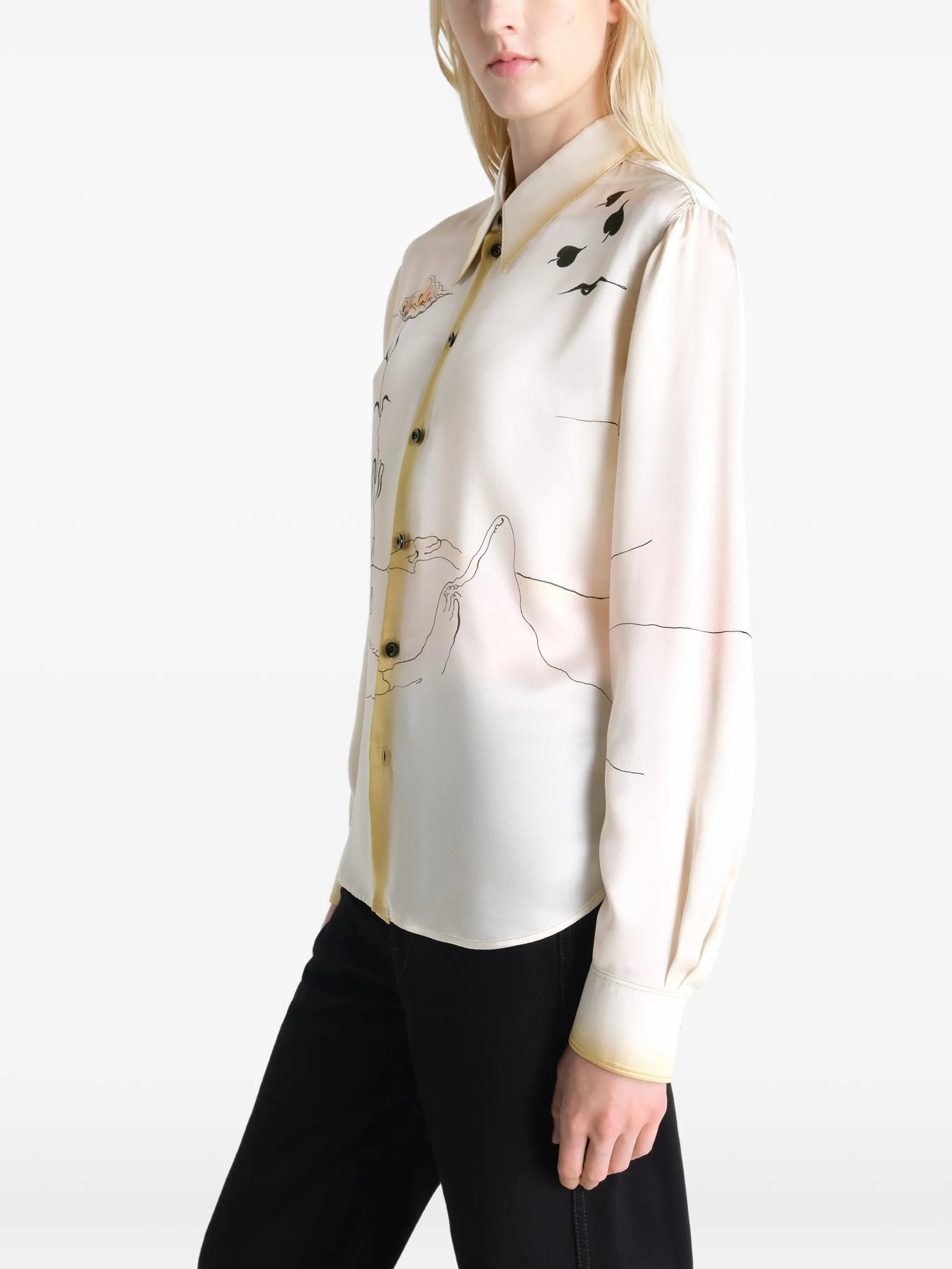 Lemaire pointed - collar landscape shirt