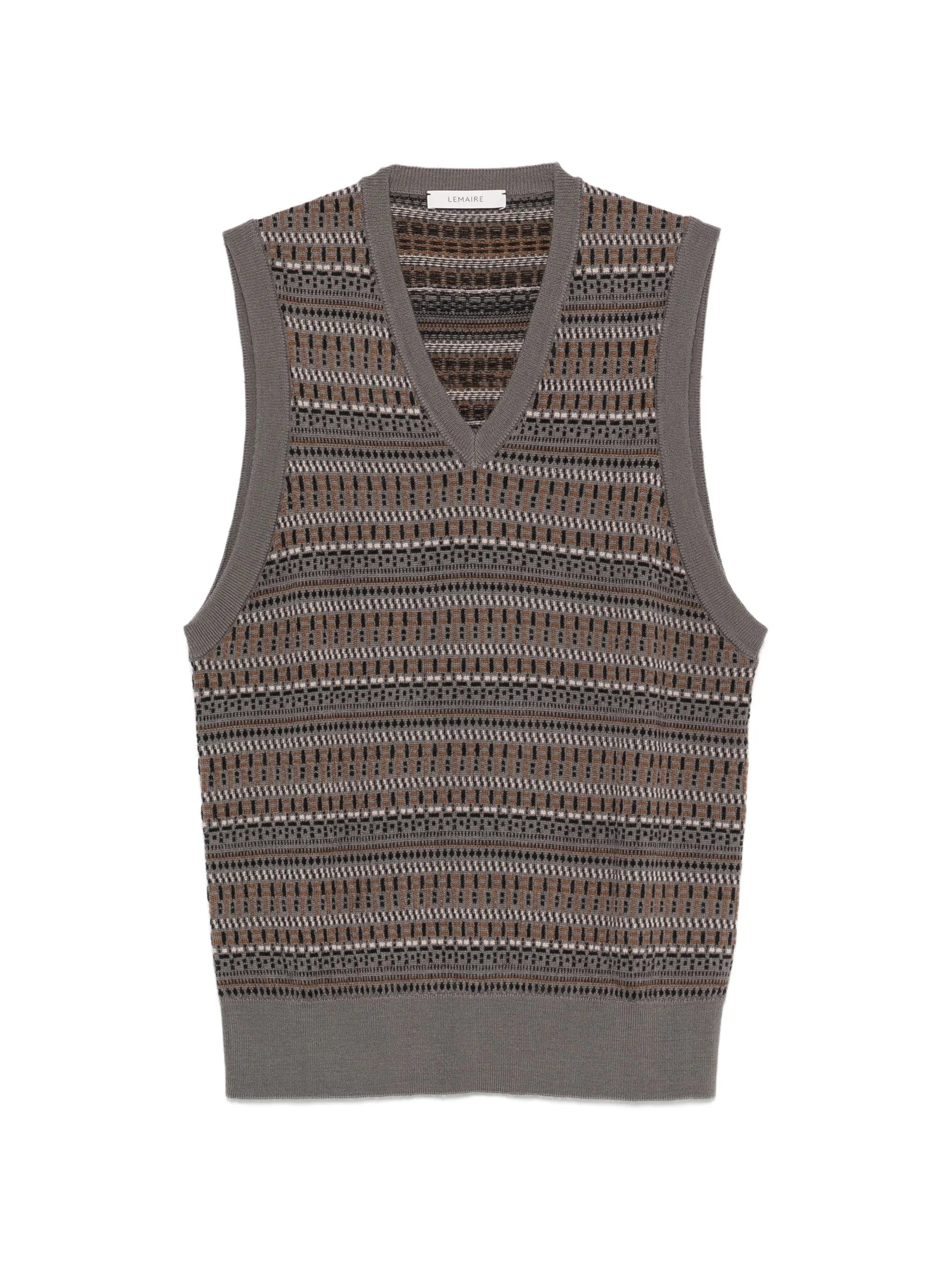 Lemaire V - neck jacquard - knit vest