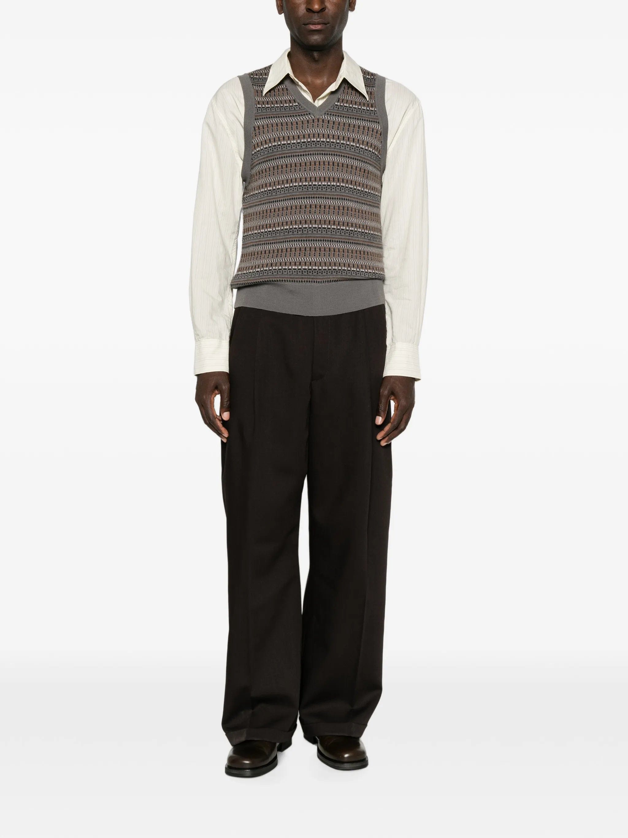Lemaire V - neck jacquard - knit vest