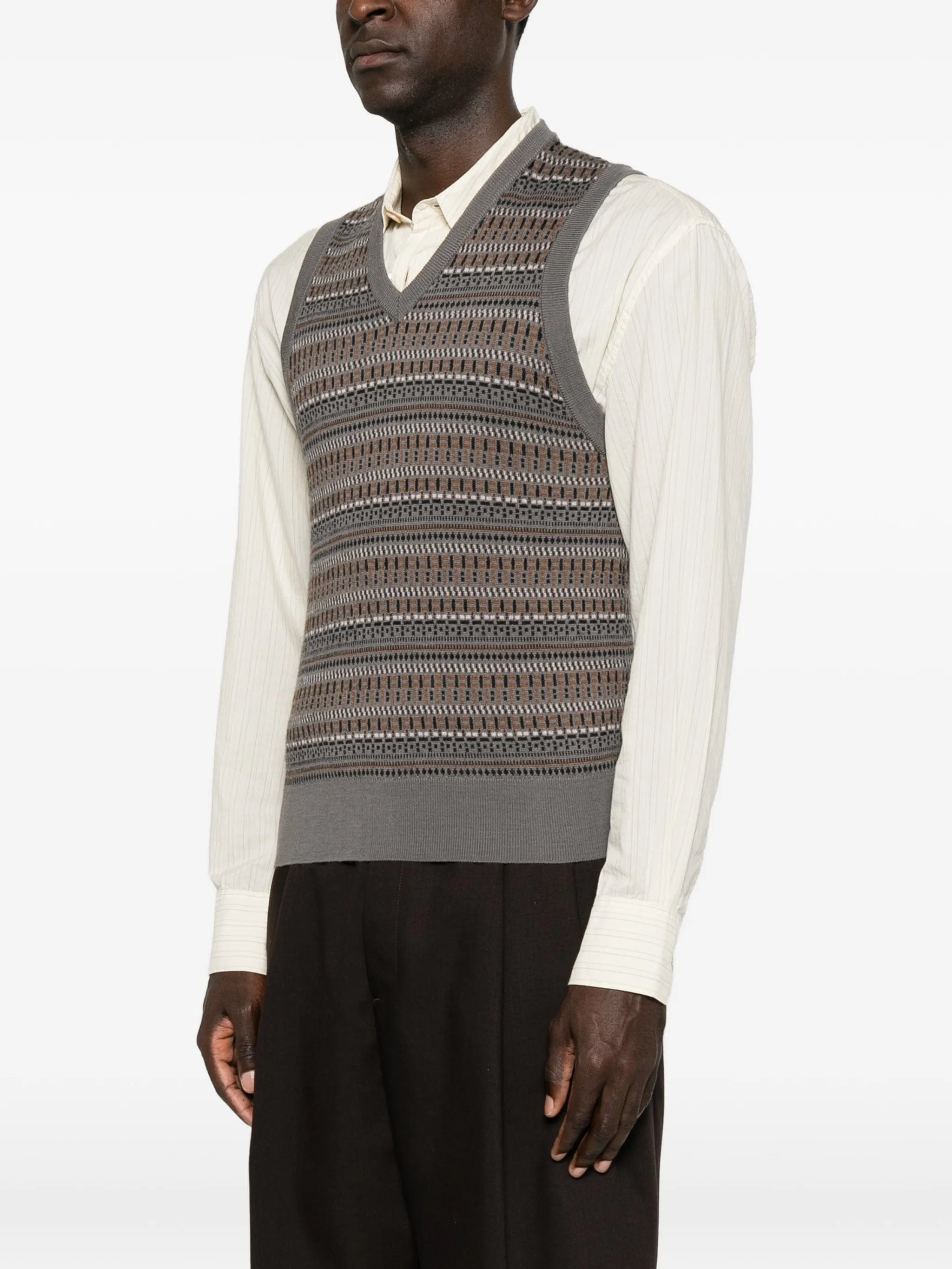 Lemaire V - neck jacquard - knit vest