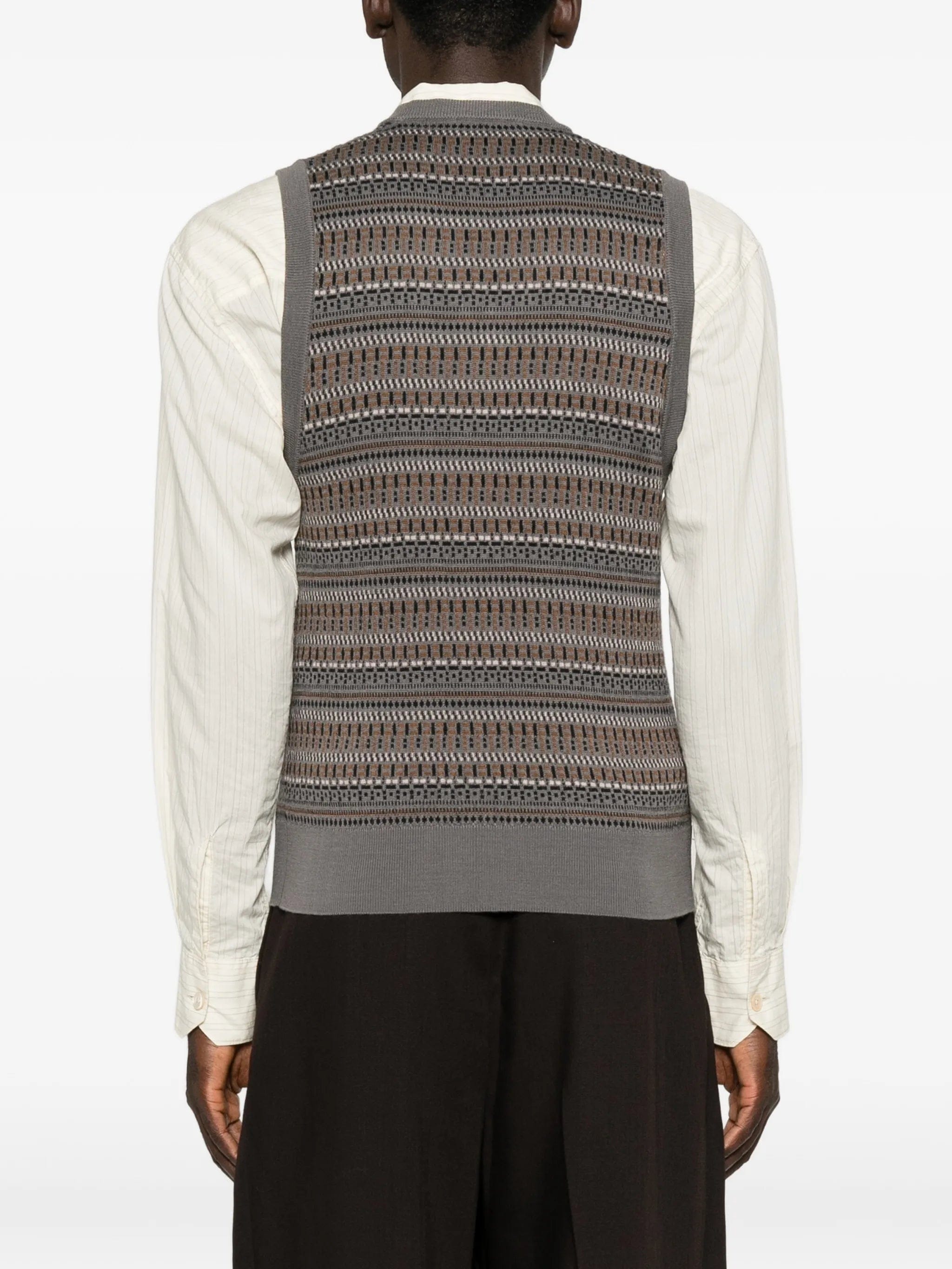 Lemaire V - neck jacquard - knit vest