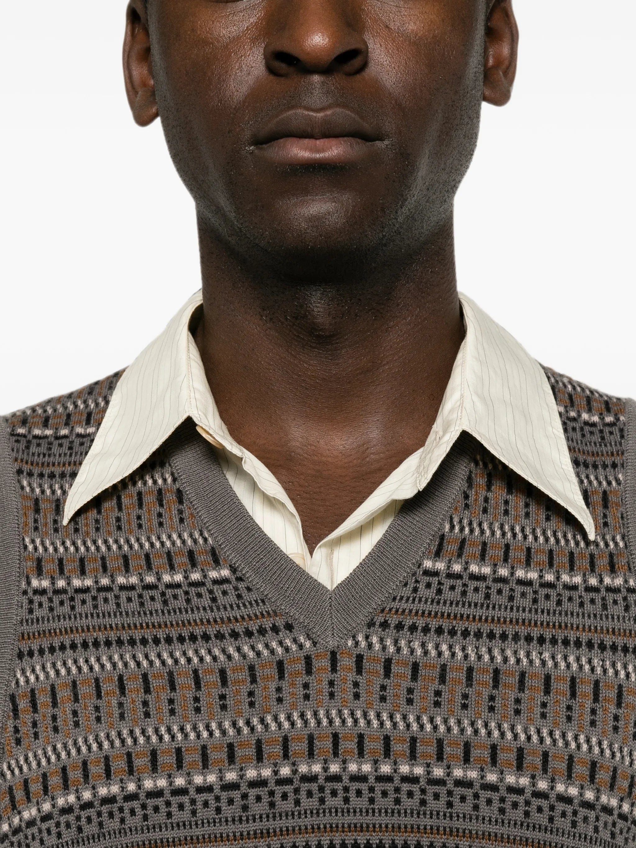 Lemaire V - neck jacquard - knit vest