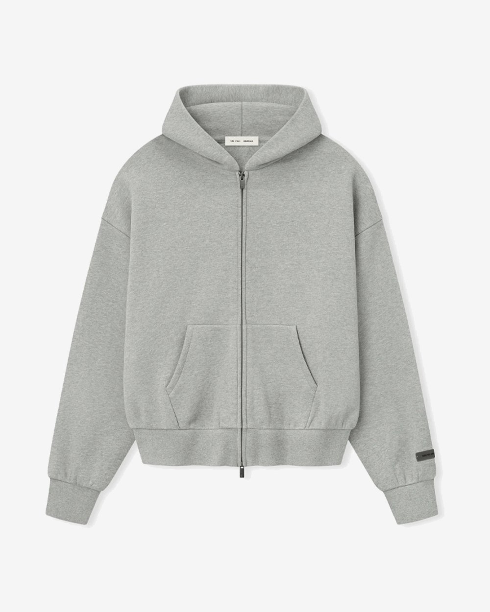 FOG ESSENTIALS SS25 CLASSIC JET CONCRETE HEATHER ZIP UP HOODIE