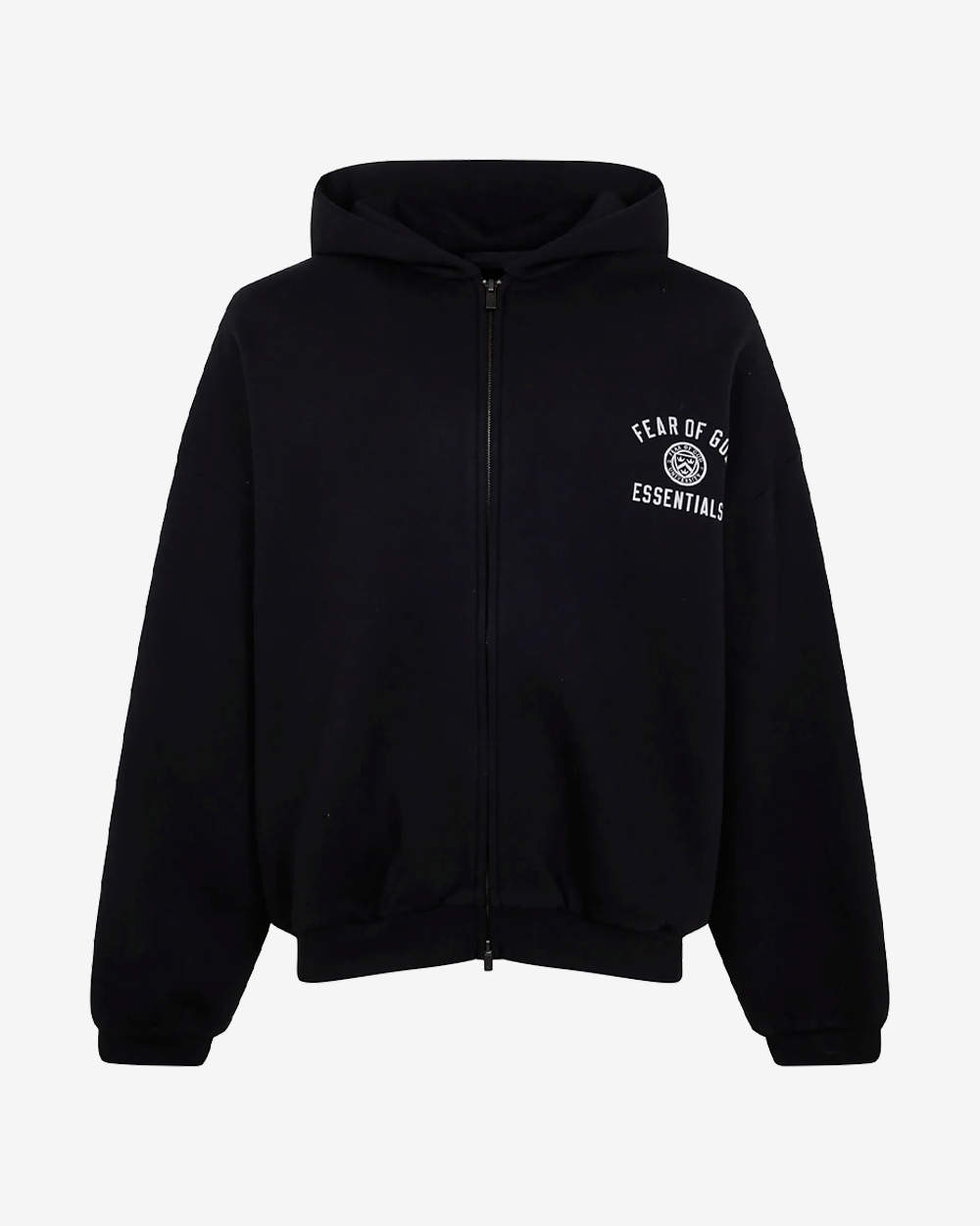 FOG ESSENTIALS HOLIDAY24 CREST HEAVY BLACK ZIP UP HOODIE