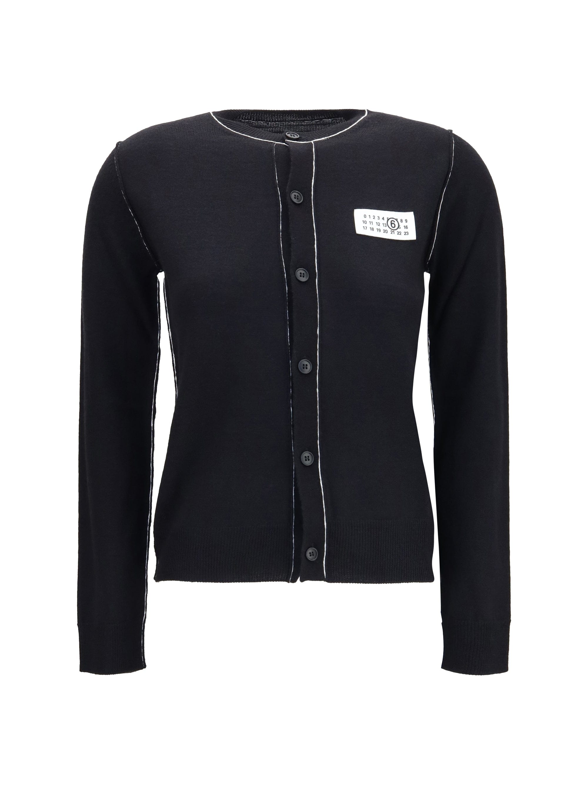 MM6 Maison Margiela Wool Blend Button Cardigan — Black