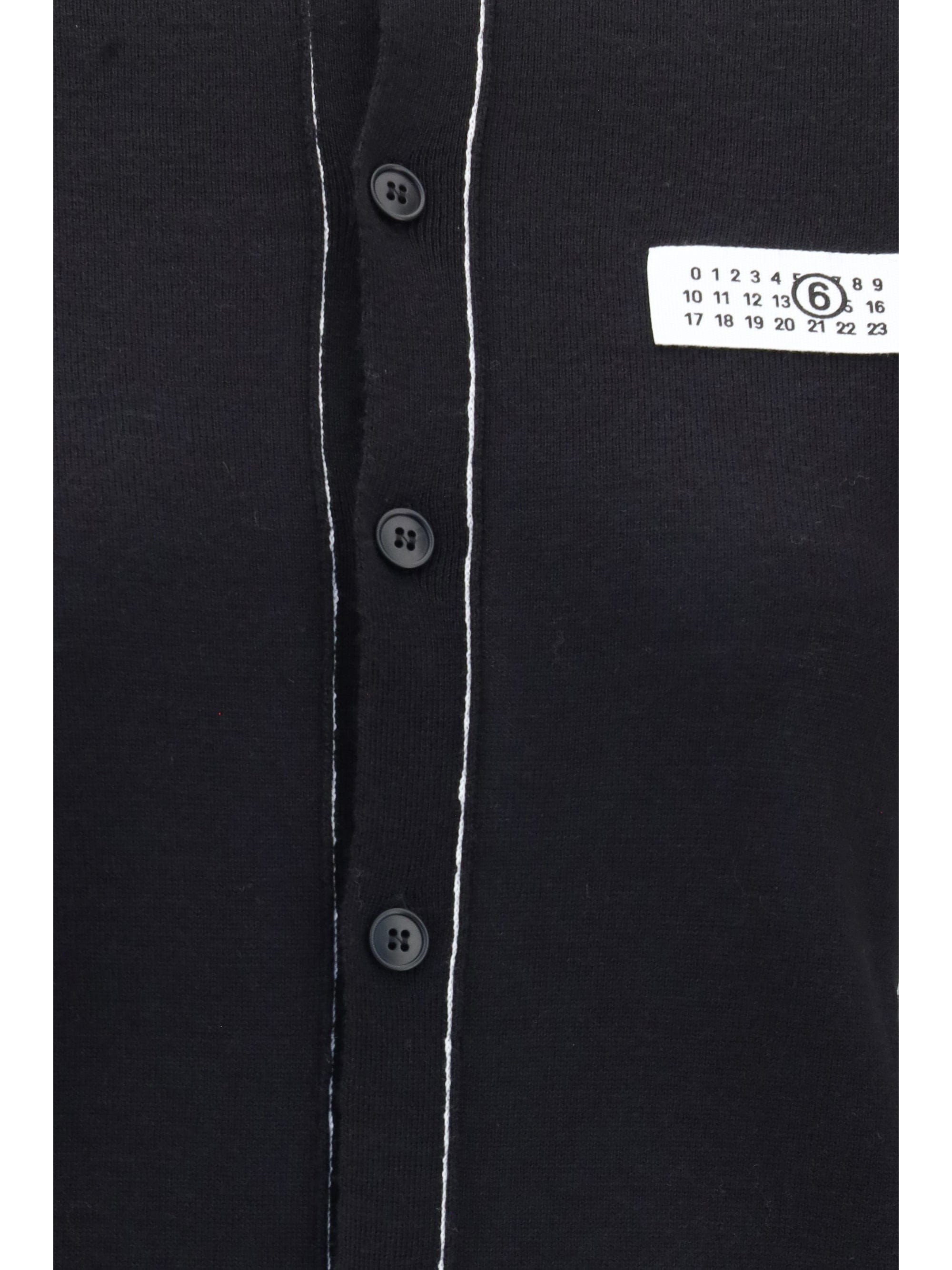 MM6 Maison Margiela Wool Blend Button Cardigan — Black