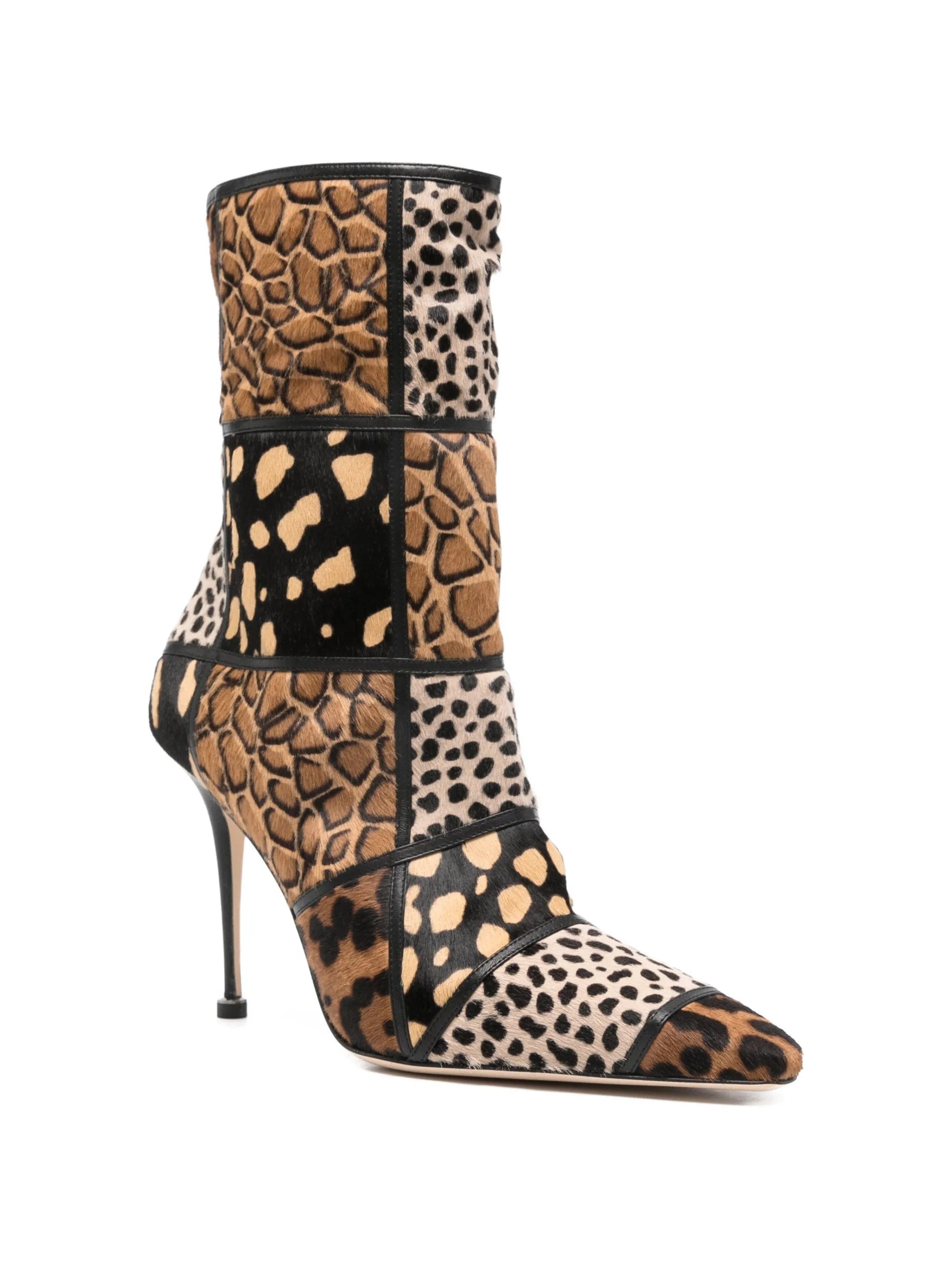Manolo Blahnik Trulona patchwork stiletto ankle boots
