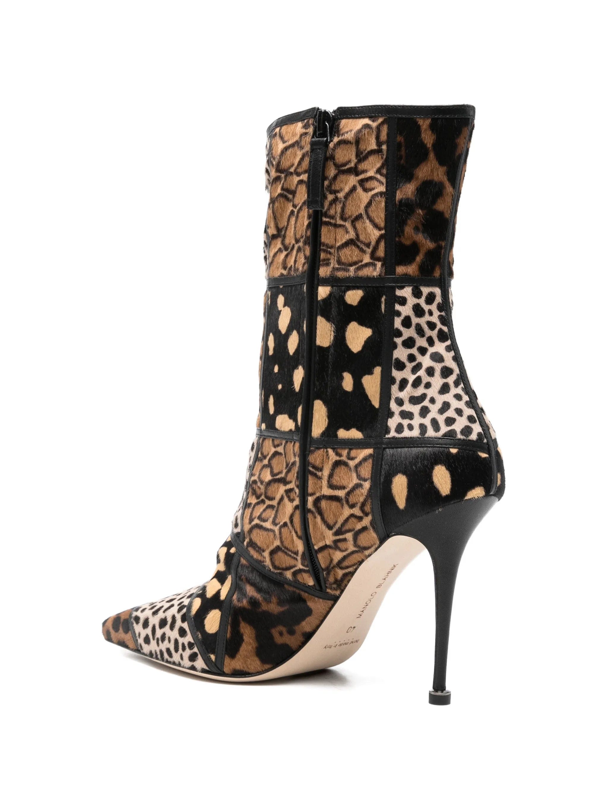 Manolo Blahnik Trulona patchwork stiletto ankle boots