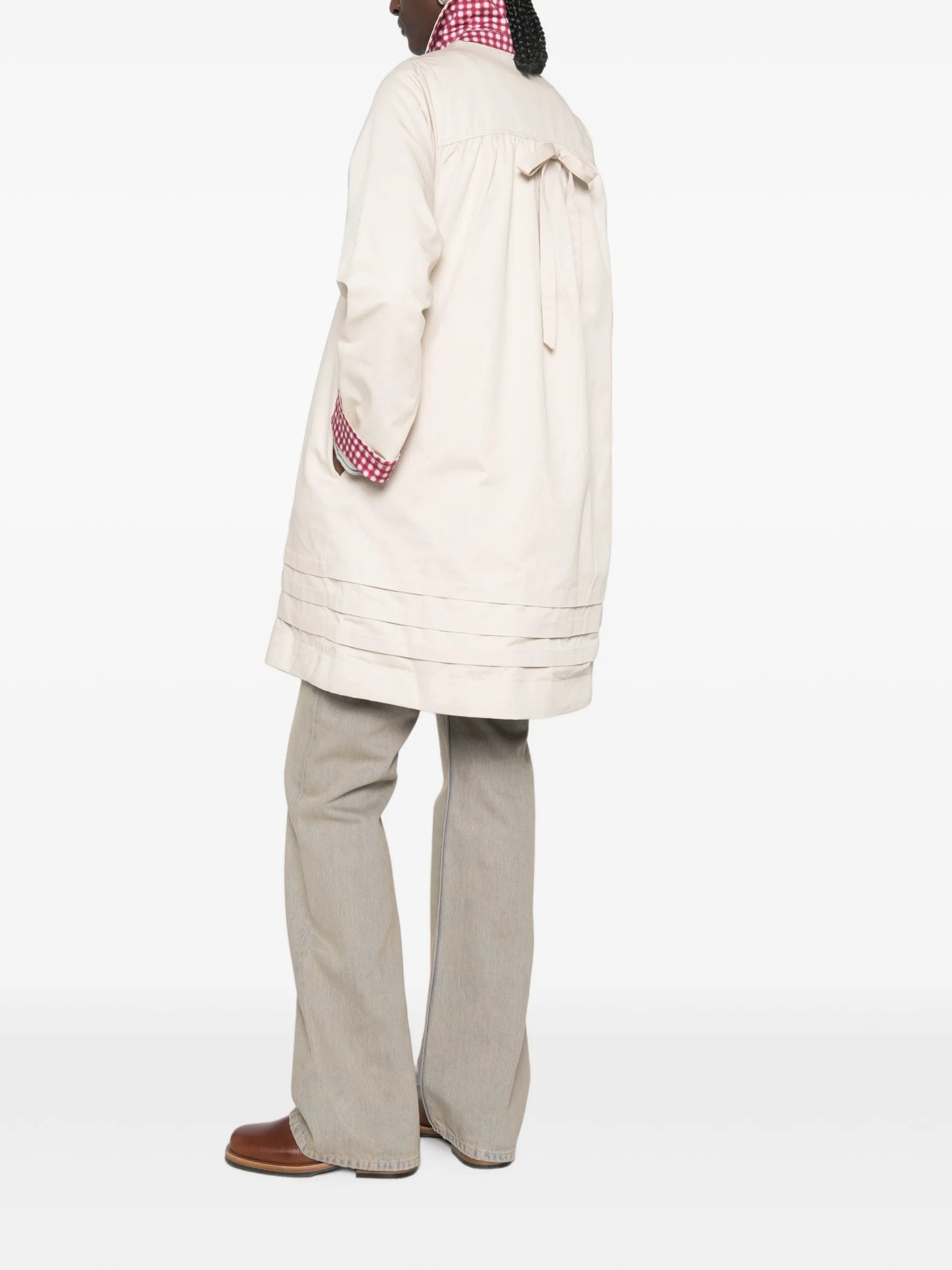 Damson Madder Mercedes bow - detail reversible trench coat