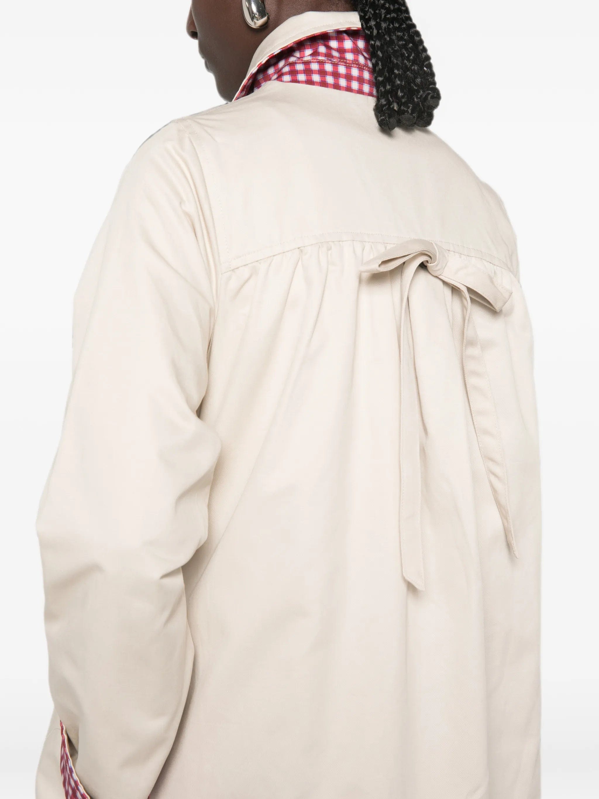 Damson Madder Mercedes bow - detail reversible trench coat