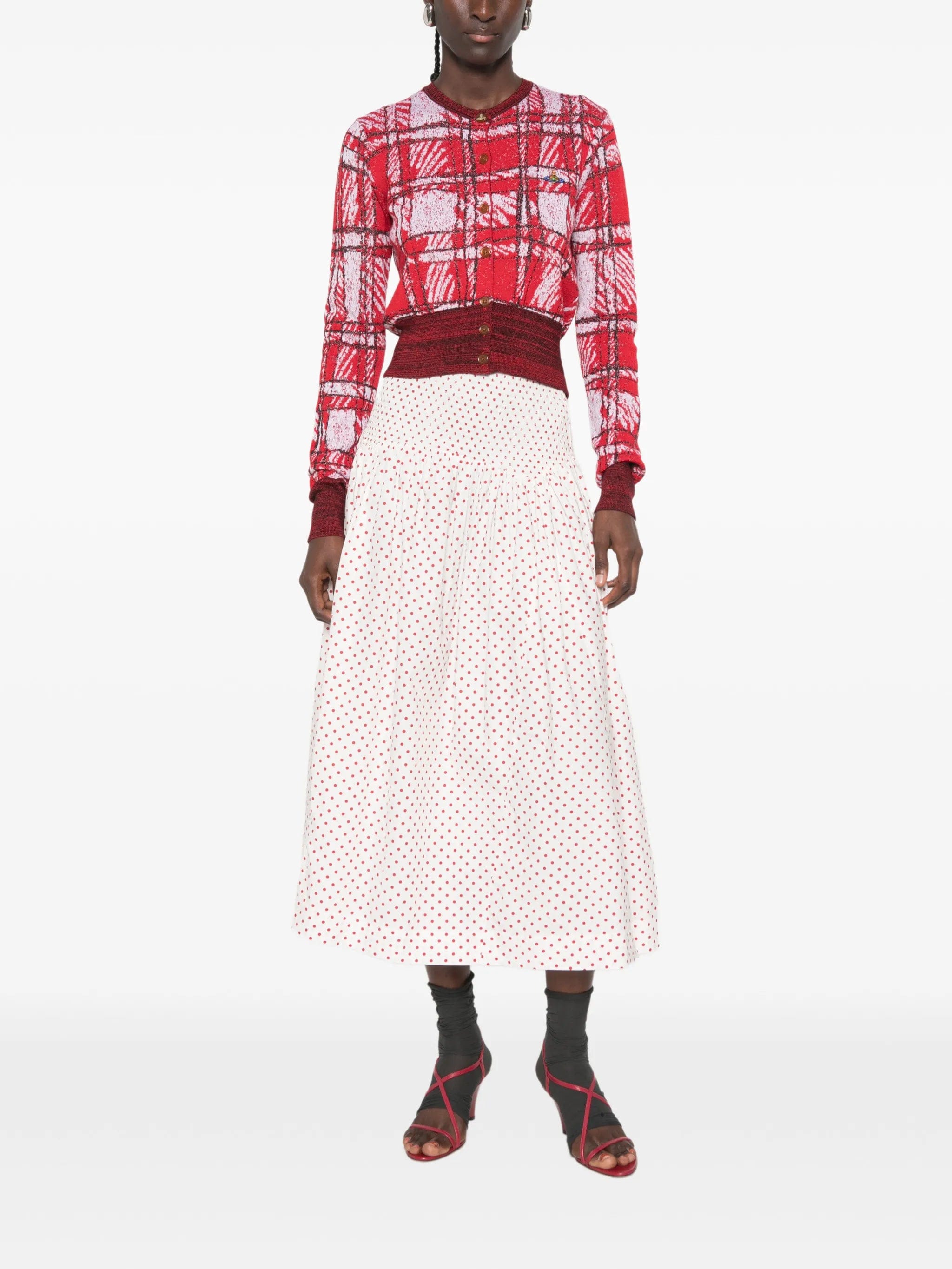 Damson Madder Layla polka - dot smocked midi skirt