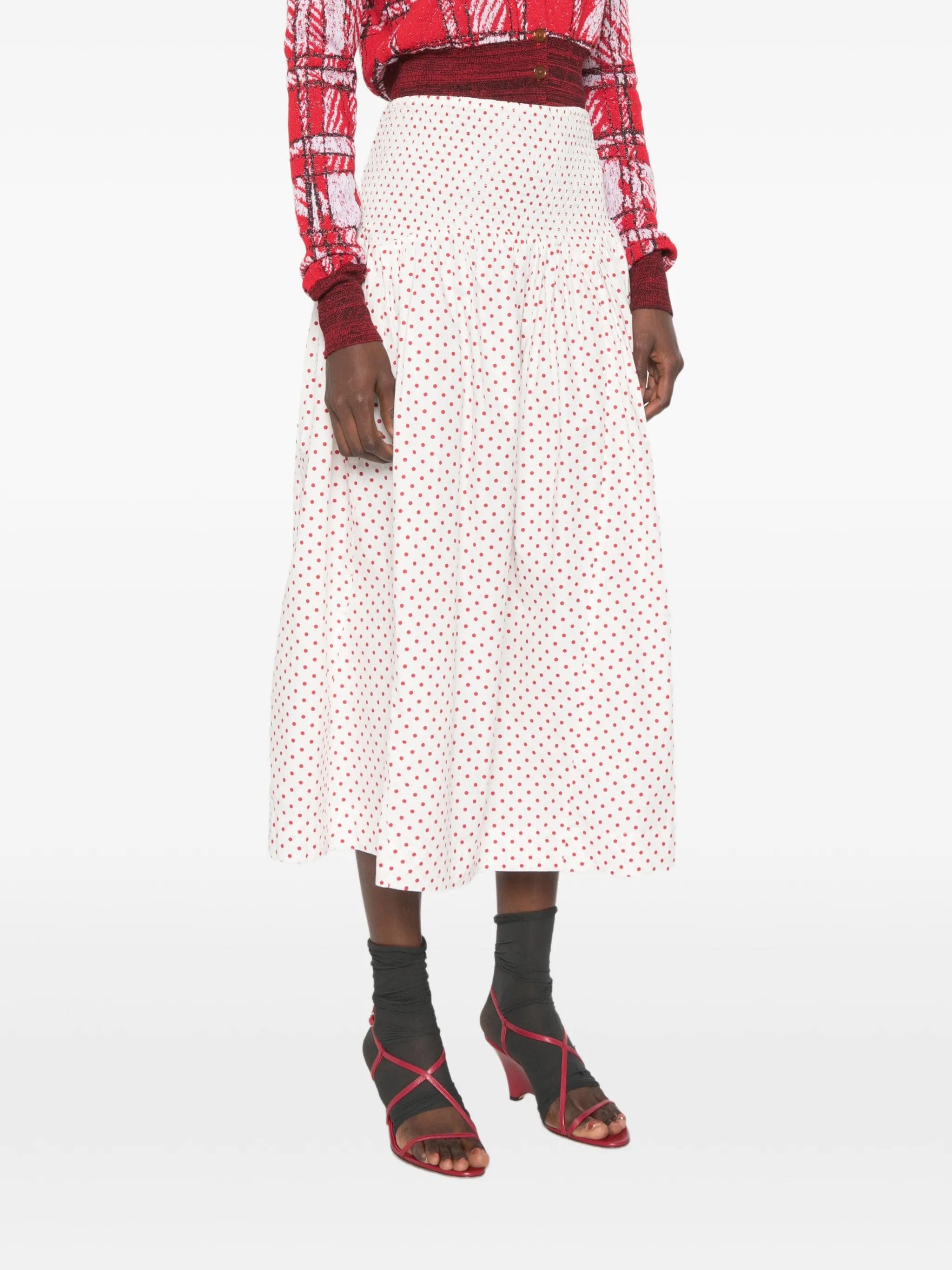 Damson Madder Layla polka - dot smocked midi skirt