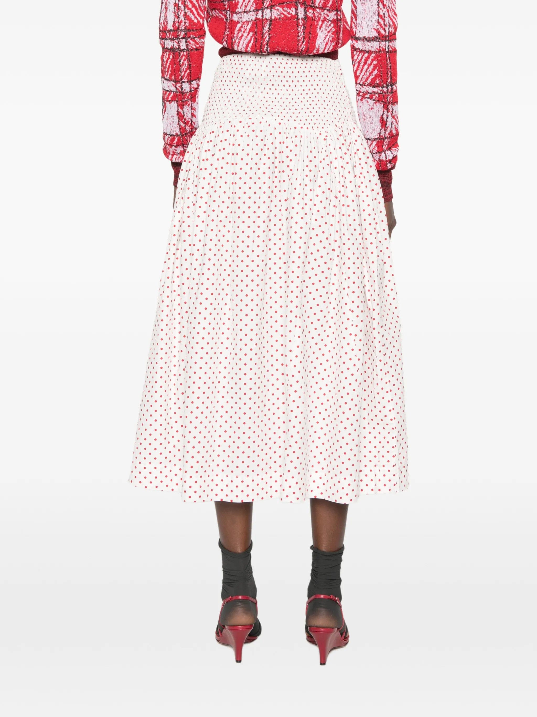 Damson Madder Layla polka - dot smocked midi skirt