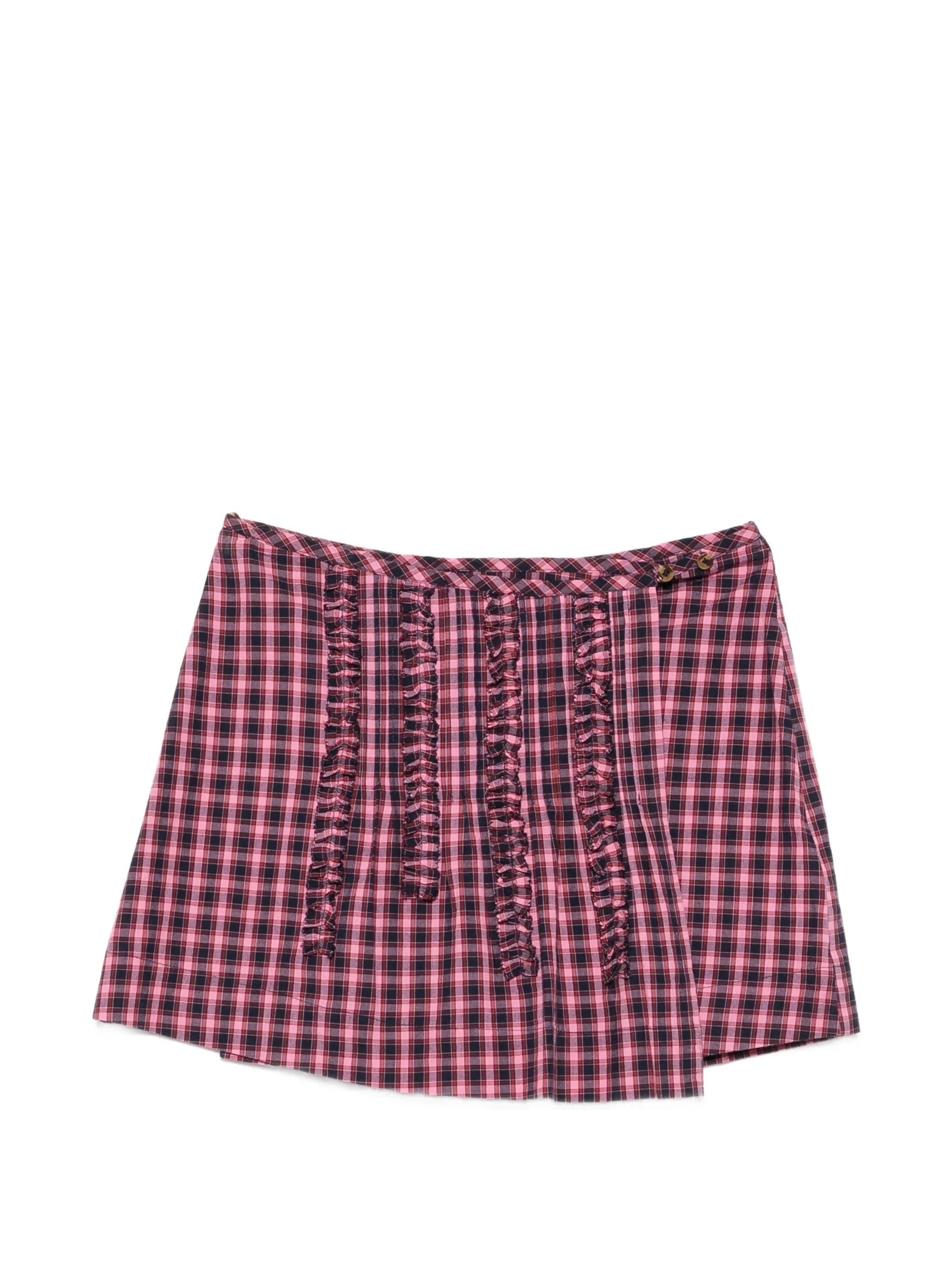 Damson Madder Glinda ruffled checked mini skirt