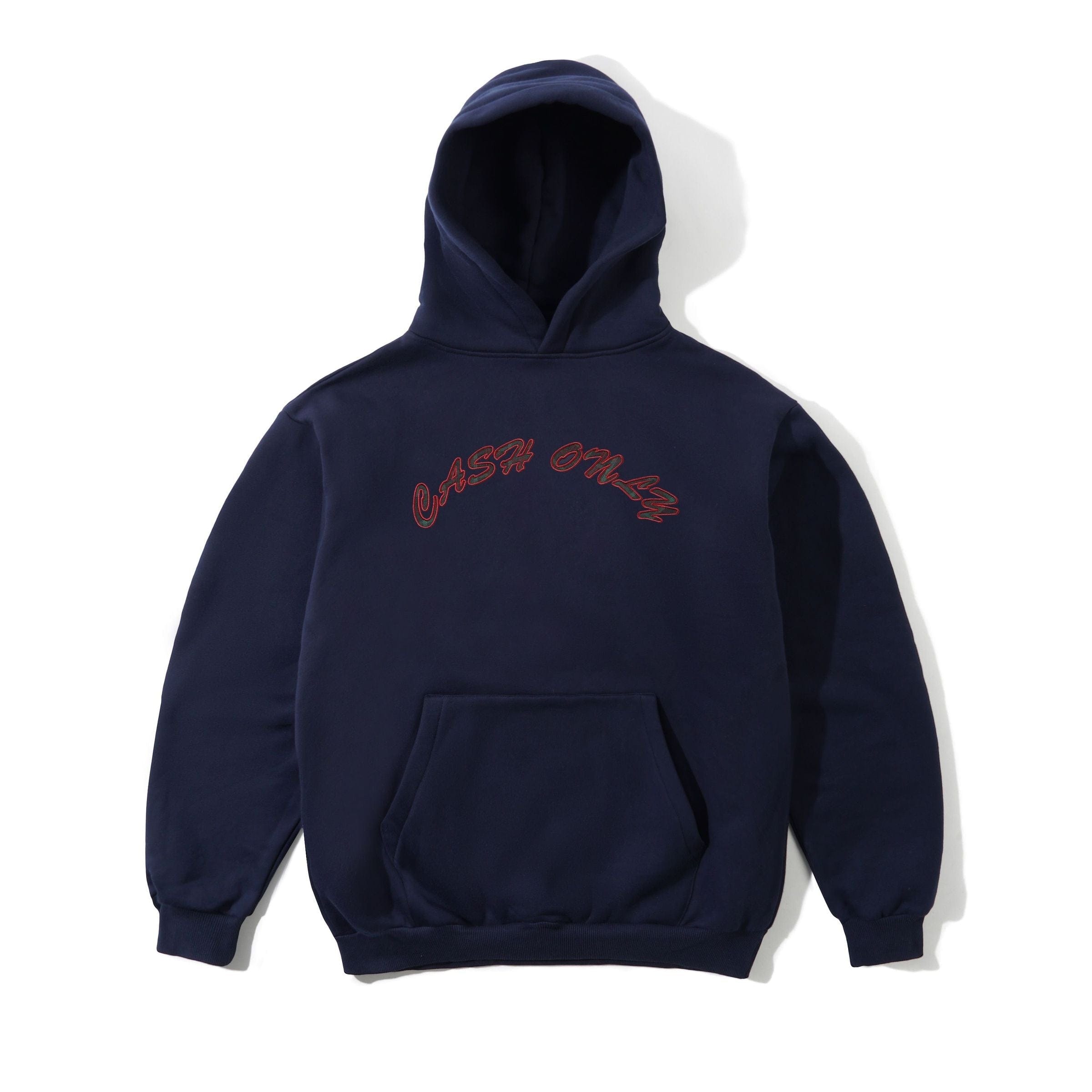 Cash Only Plaid Applique Logo Pullover Hood – Navy