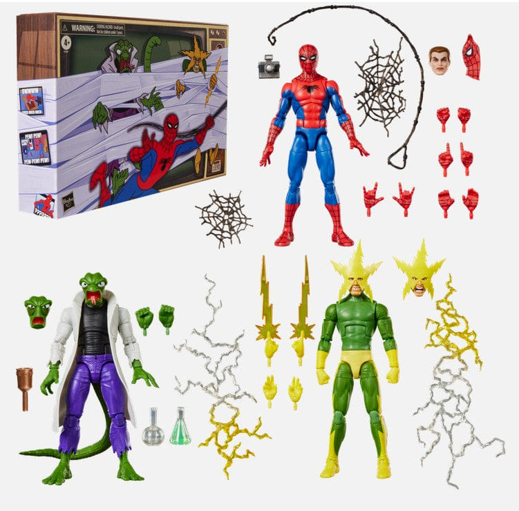 Hasbro Toys Marvel Legends SDCC Spider - Man Electro Lizard Meme - Tastic 3 Pack Action Figure