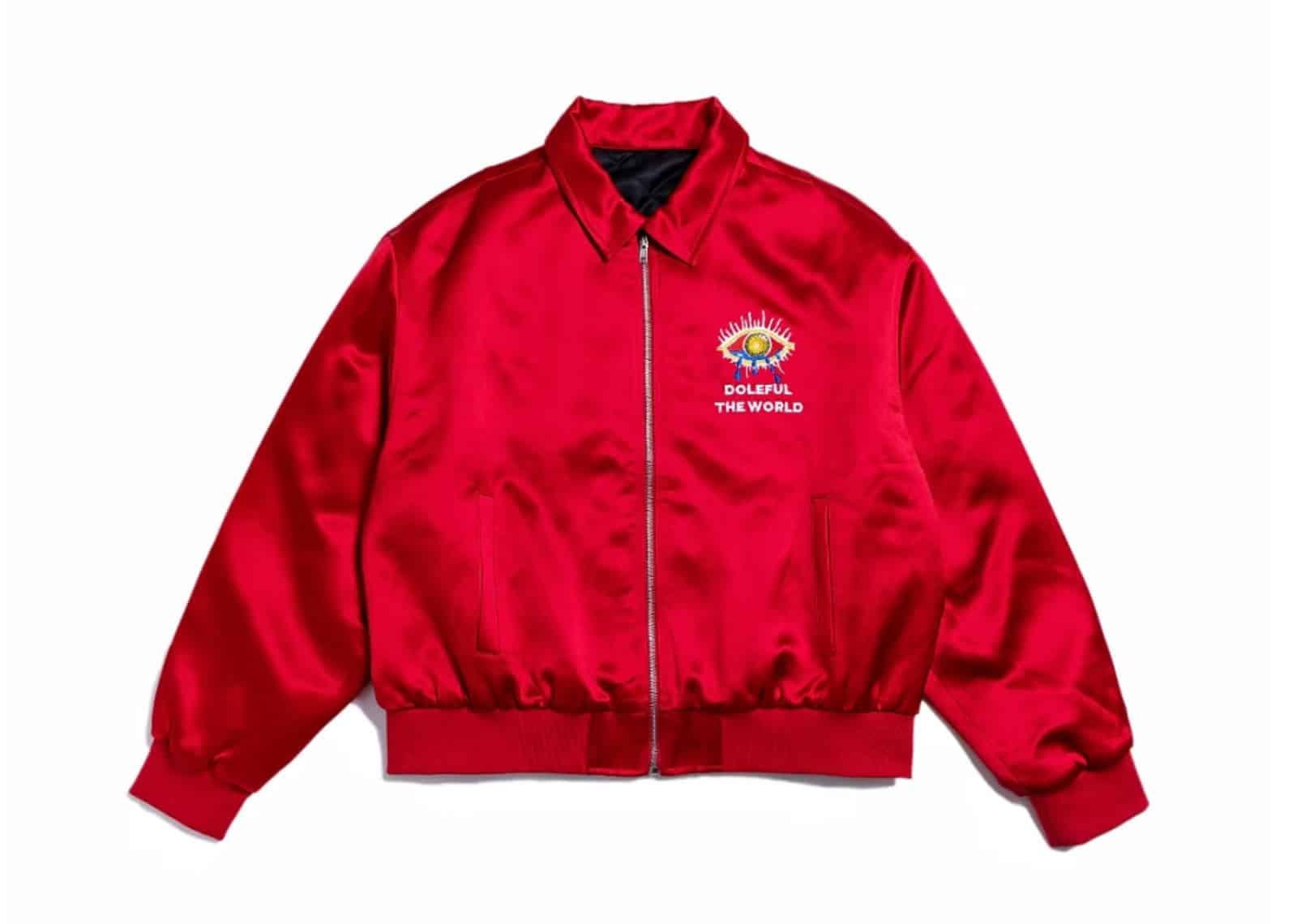 Epochbrand Crying Eyes Graphic Rhinestone Acetate Jacket Red