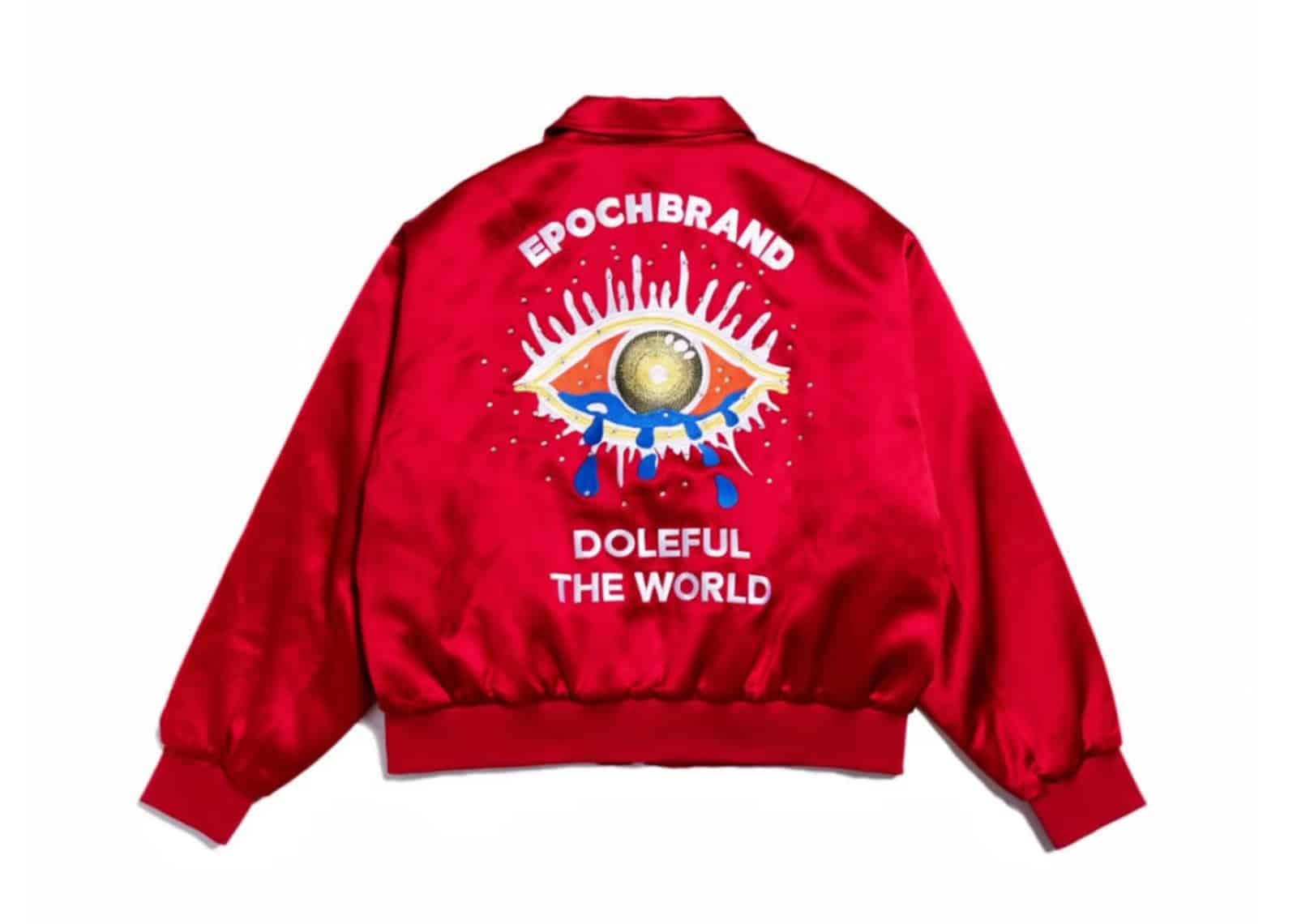 Epochbrand Crying Eyes Graphic Rhinestone Acetate Jacket Red