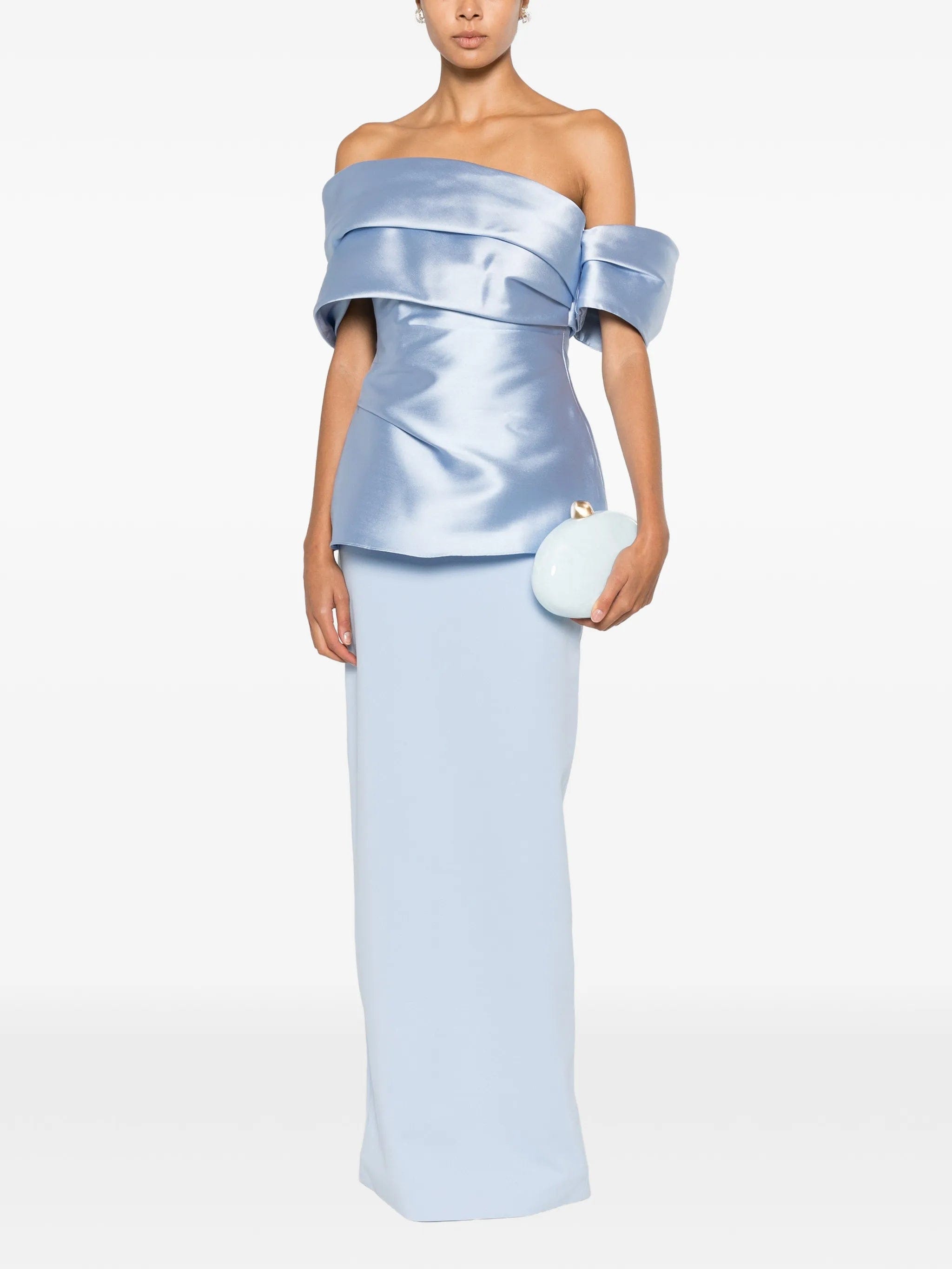 Solace London off - shoulder peplum - detail maxi dress