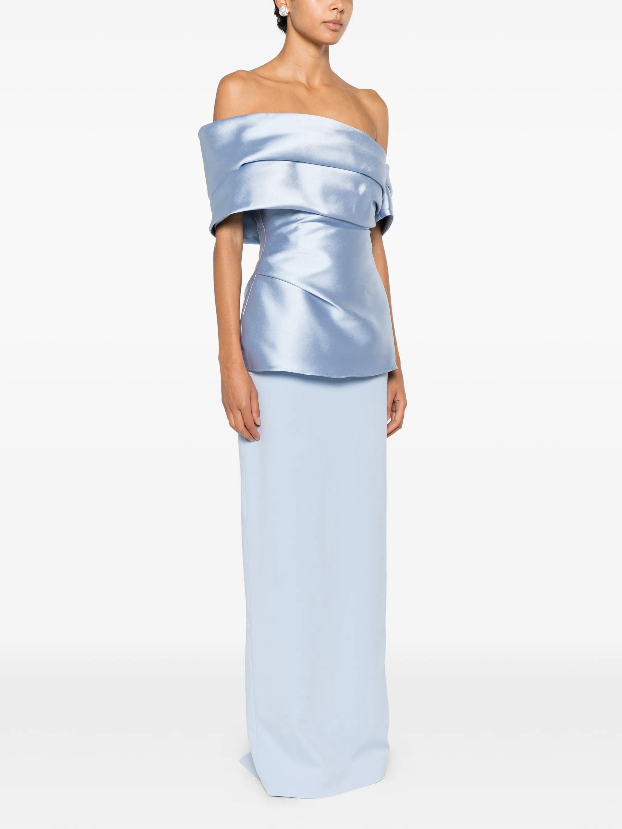 Solace London off - shoulder peplum - detail maxi dress