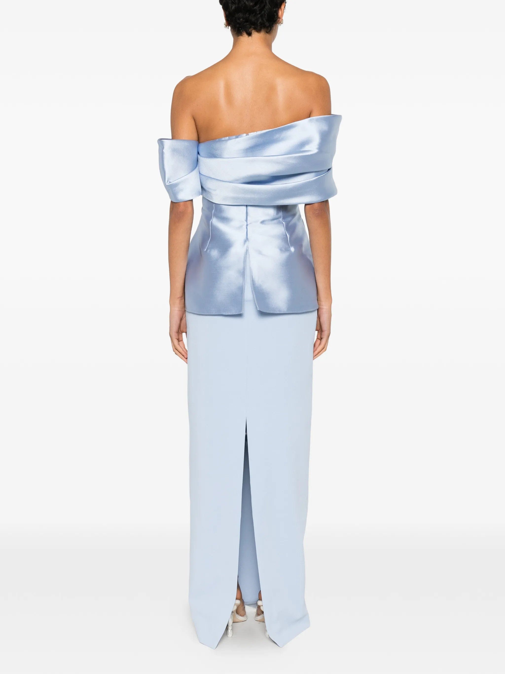 Solace London off - shoulder peplum - detail maxi dress