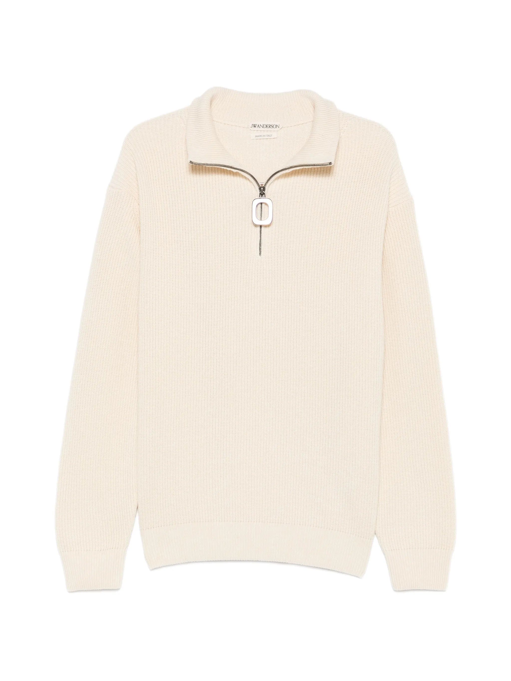 JW Anderson half - zip ribbed - knit sweater