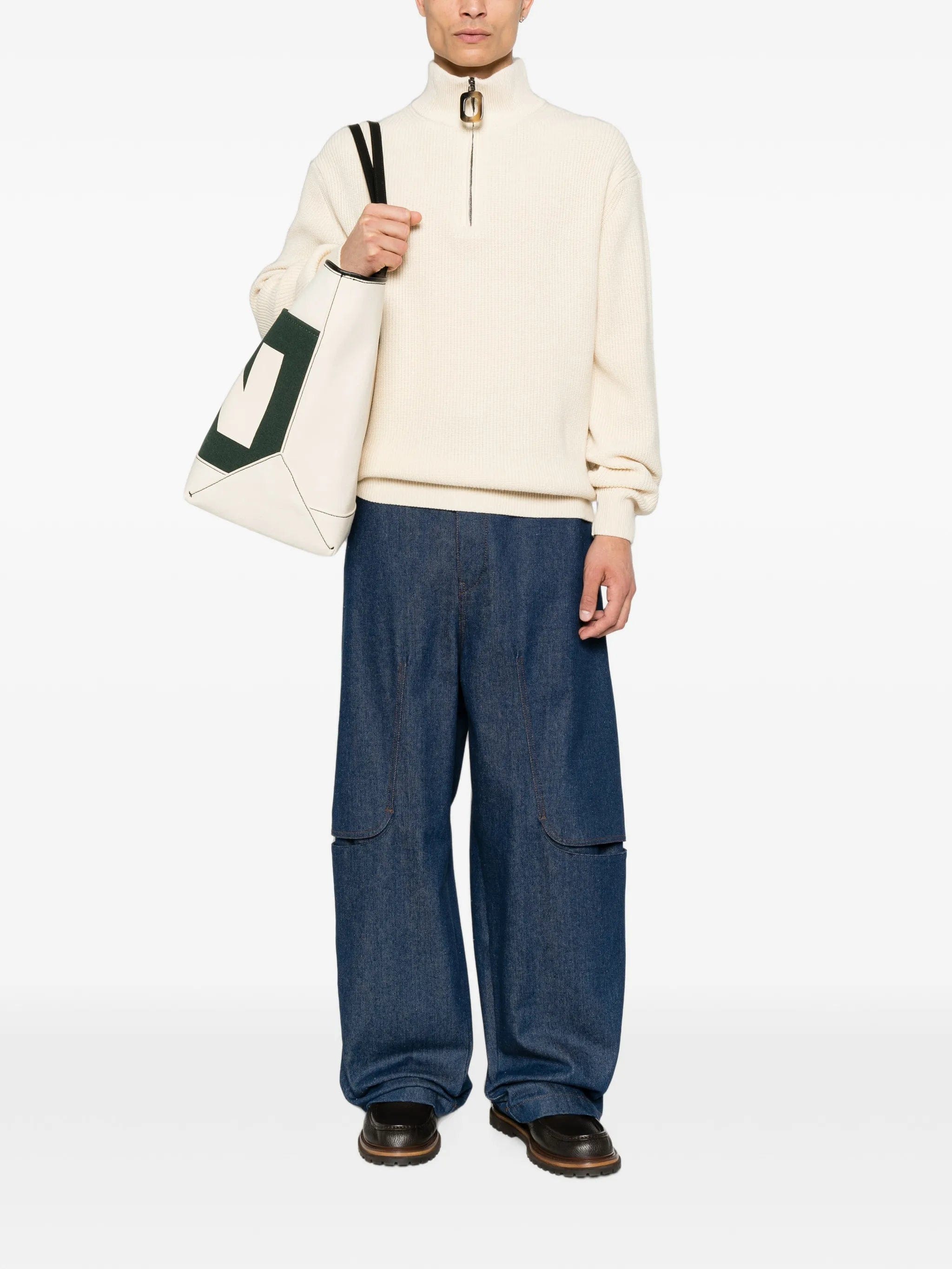 JW Anderson half - zip ribbed - knit sweater