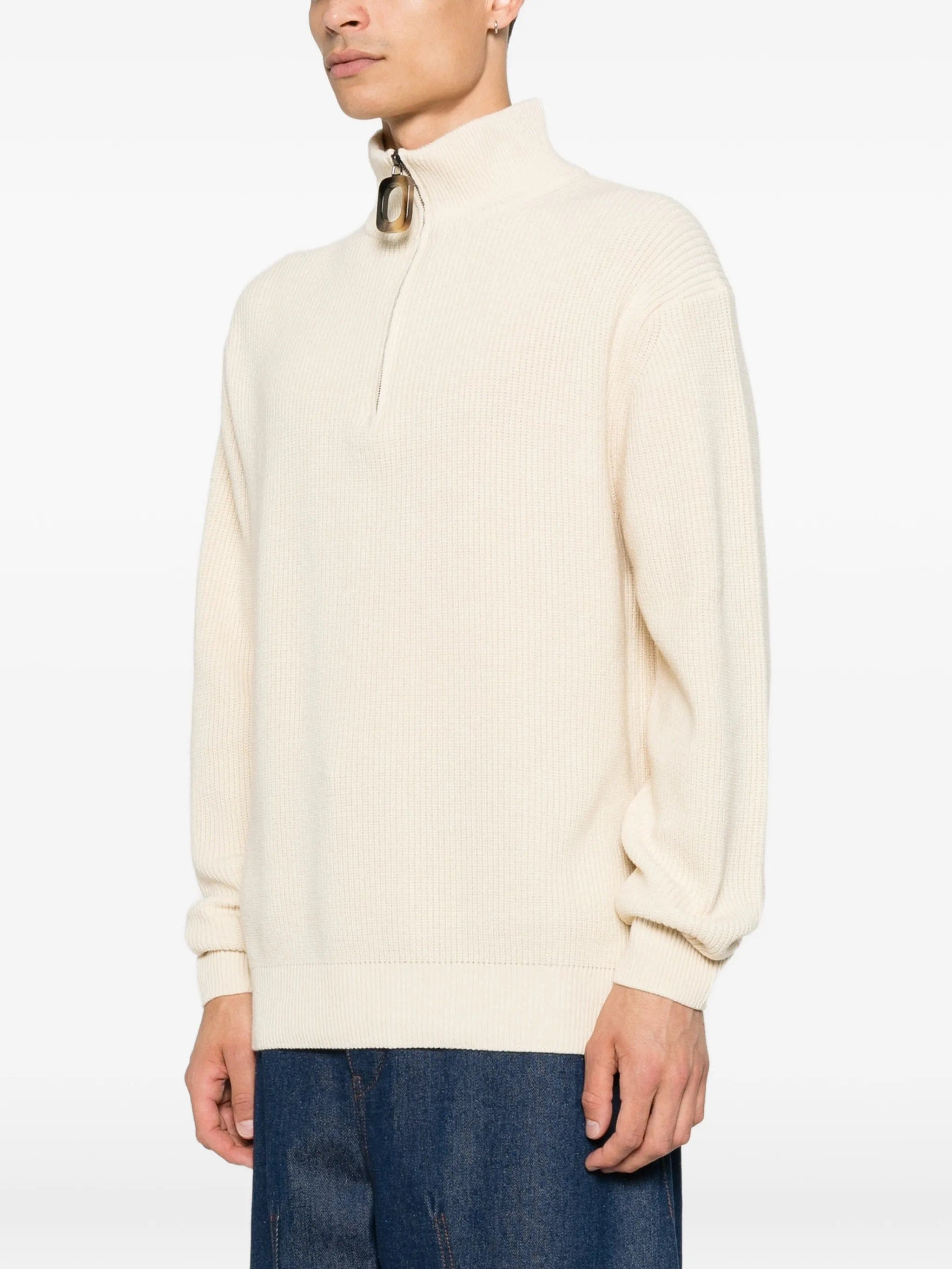 JW Anderson half - zip ribbed - knit sweater