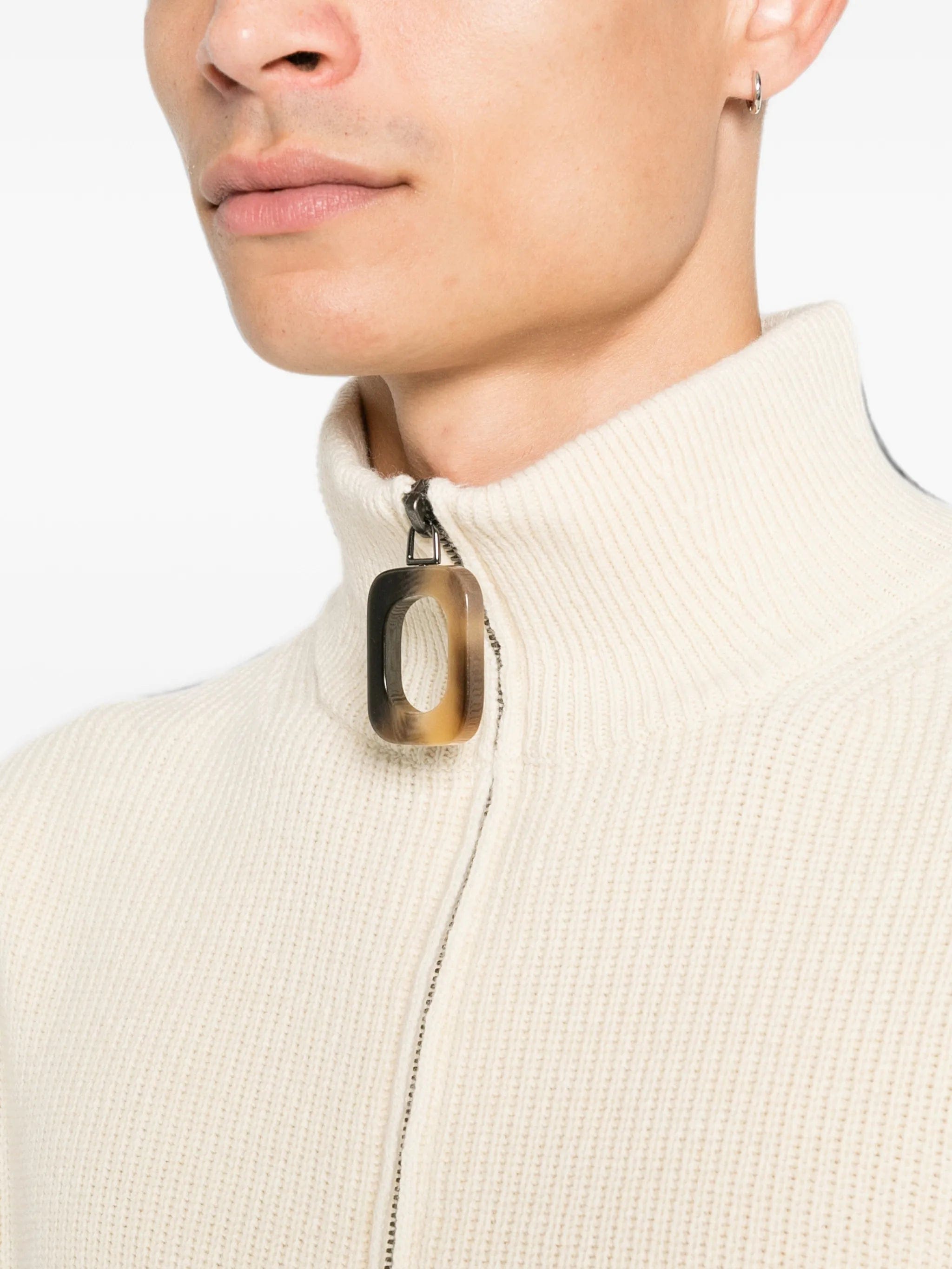 JW Anderson half - zip ribbed - knit sweater
