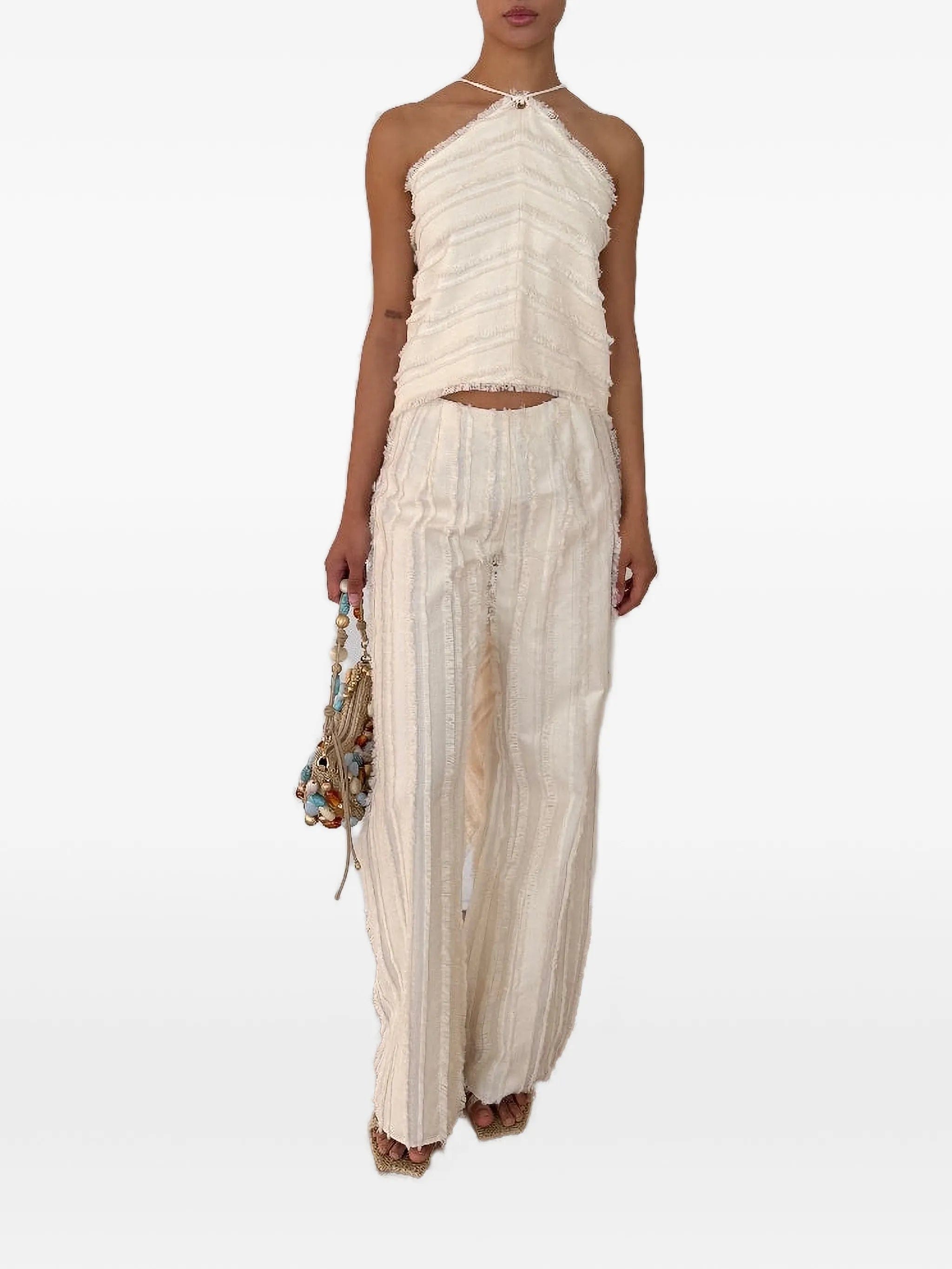 Cult Gaia Ary fringed textured - finish trousers