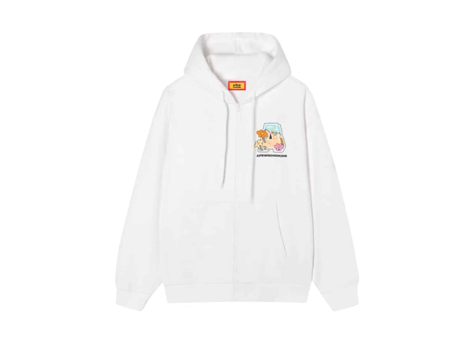 A Few Good Kids Grass A Logo Zip Hoodie White