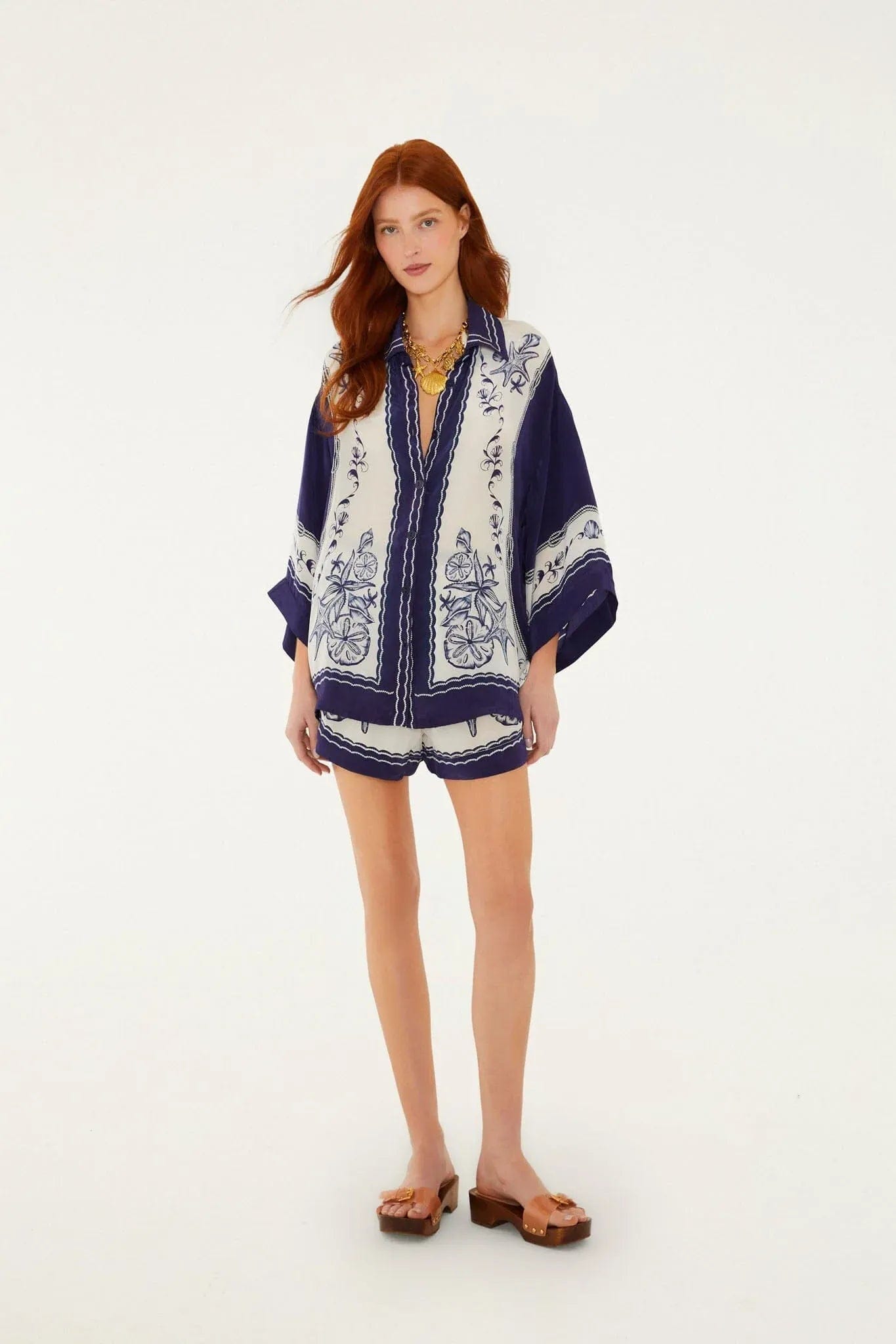 FARM RIO Coast Scarf Shirt in White