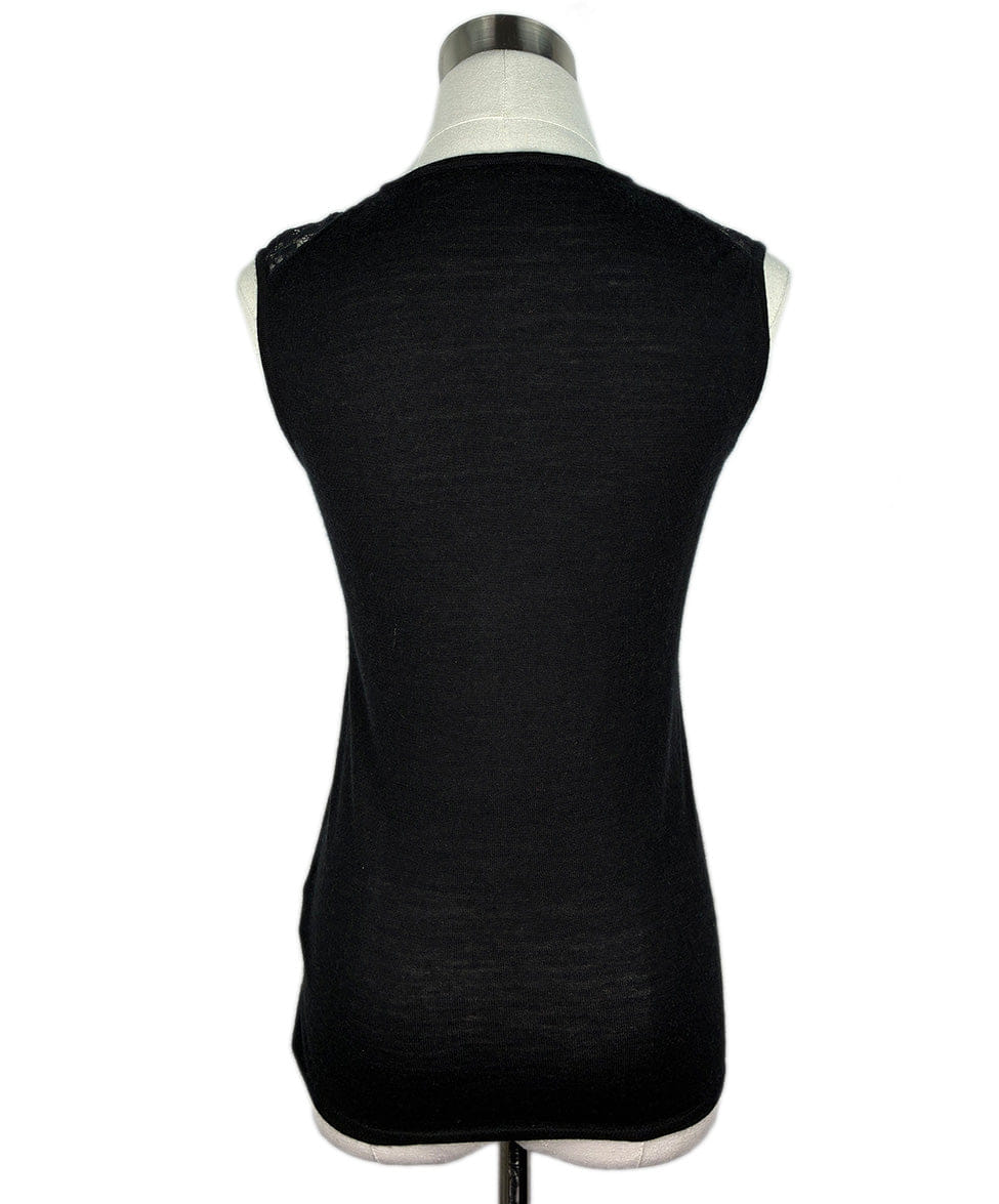 Escada Black Lace Trim Top sz 2