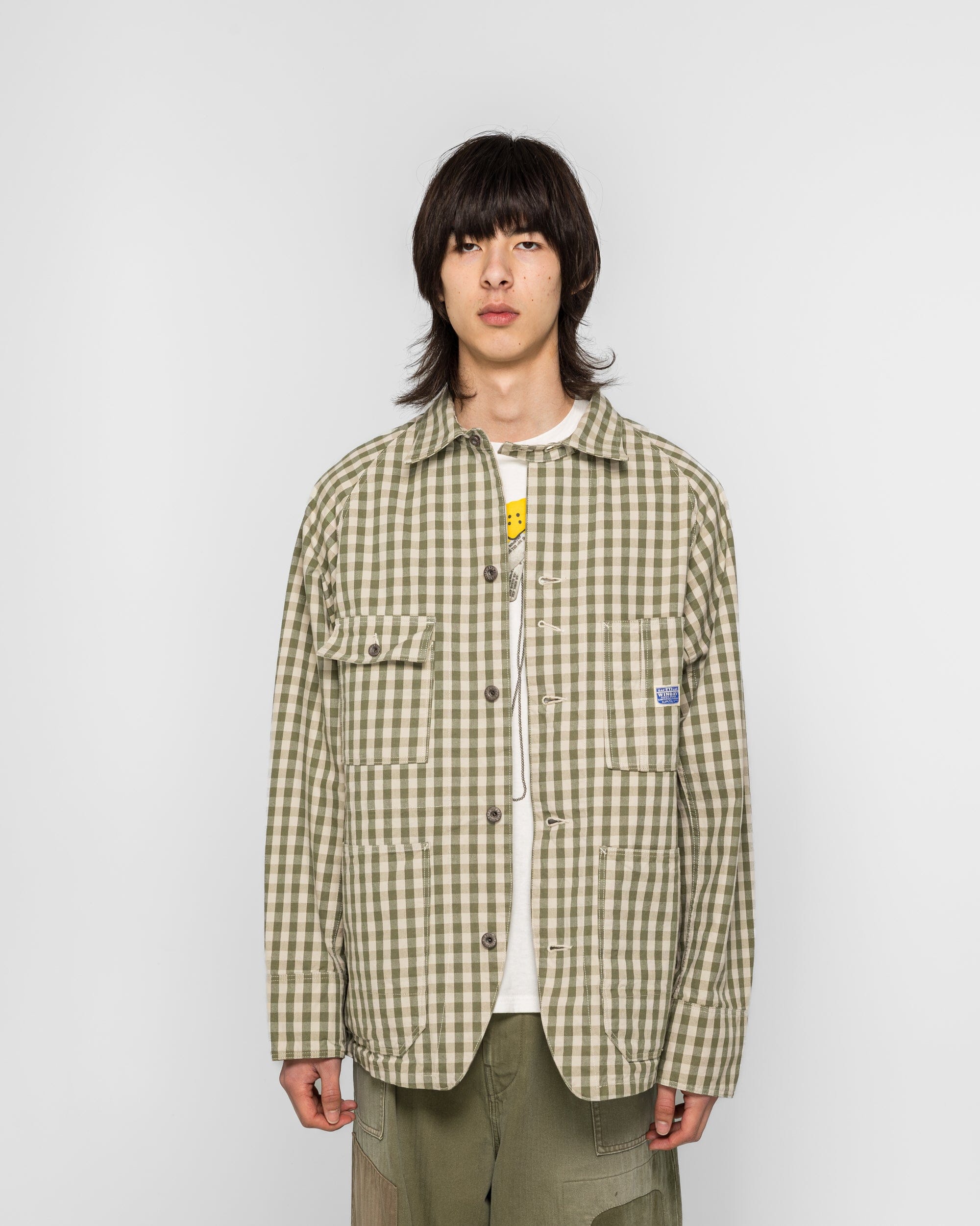 Kapital OX Gingham CACTUS Coverall - Khaki