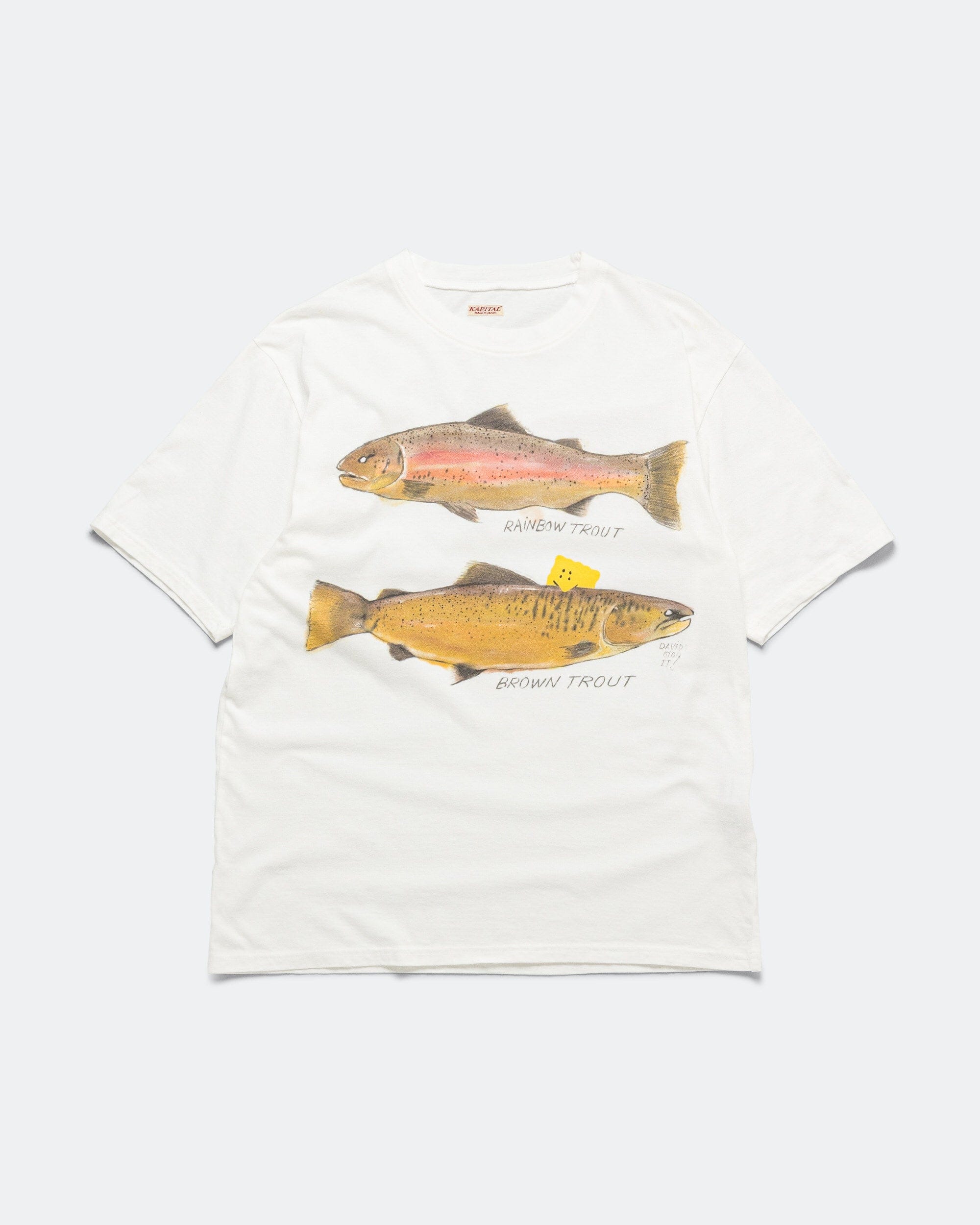 Kapital 20/ - Jersey Crew T (Two Trouts PECKISH RAINBOWY) - White