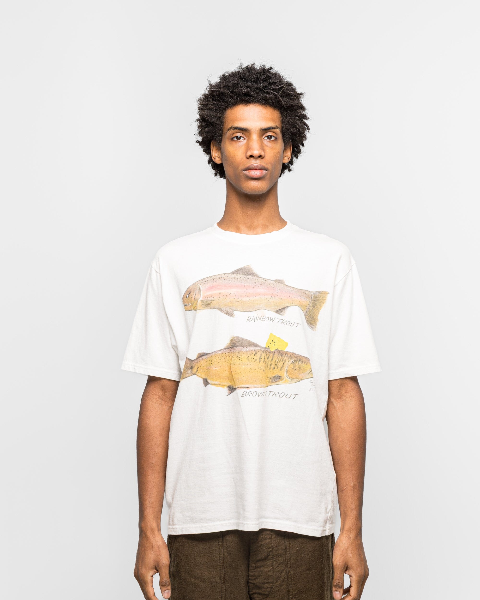 Kapital 20/ - Jersey Crew T (Two Trouts PECKISH RAINBOWY) - White