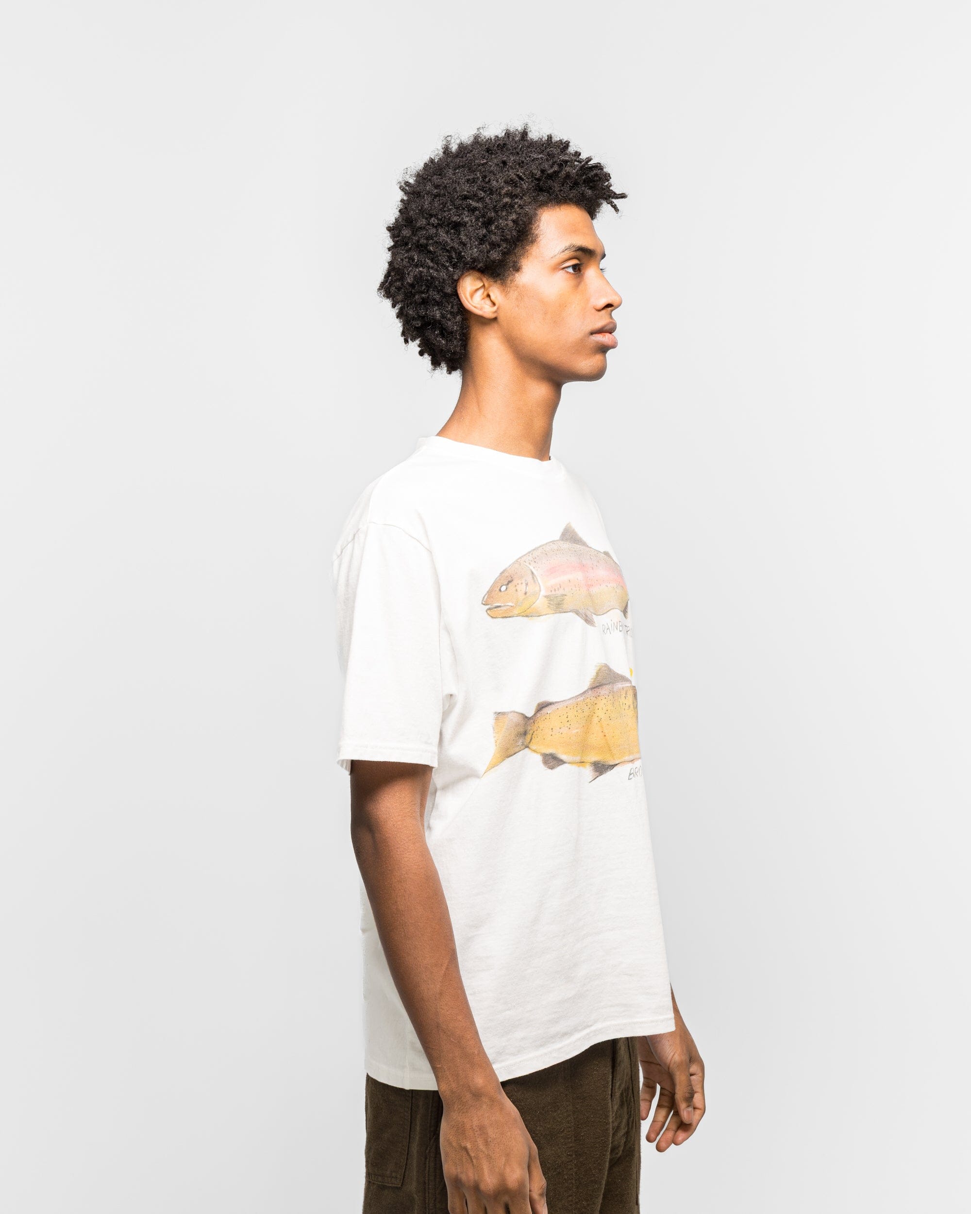 Kapital 20/ - Jersey Crew T (Two Trouts PECKISH RAINBOWY) - White
