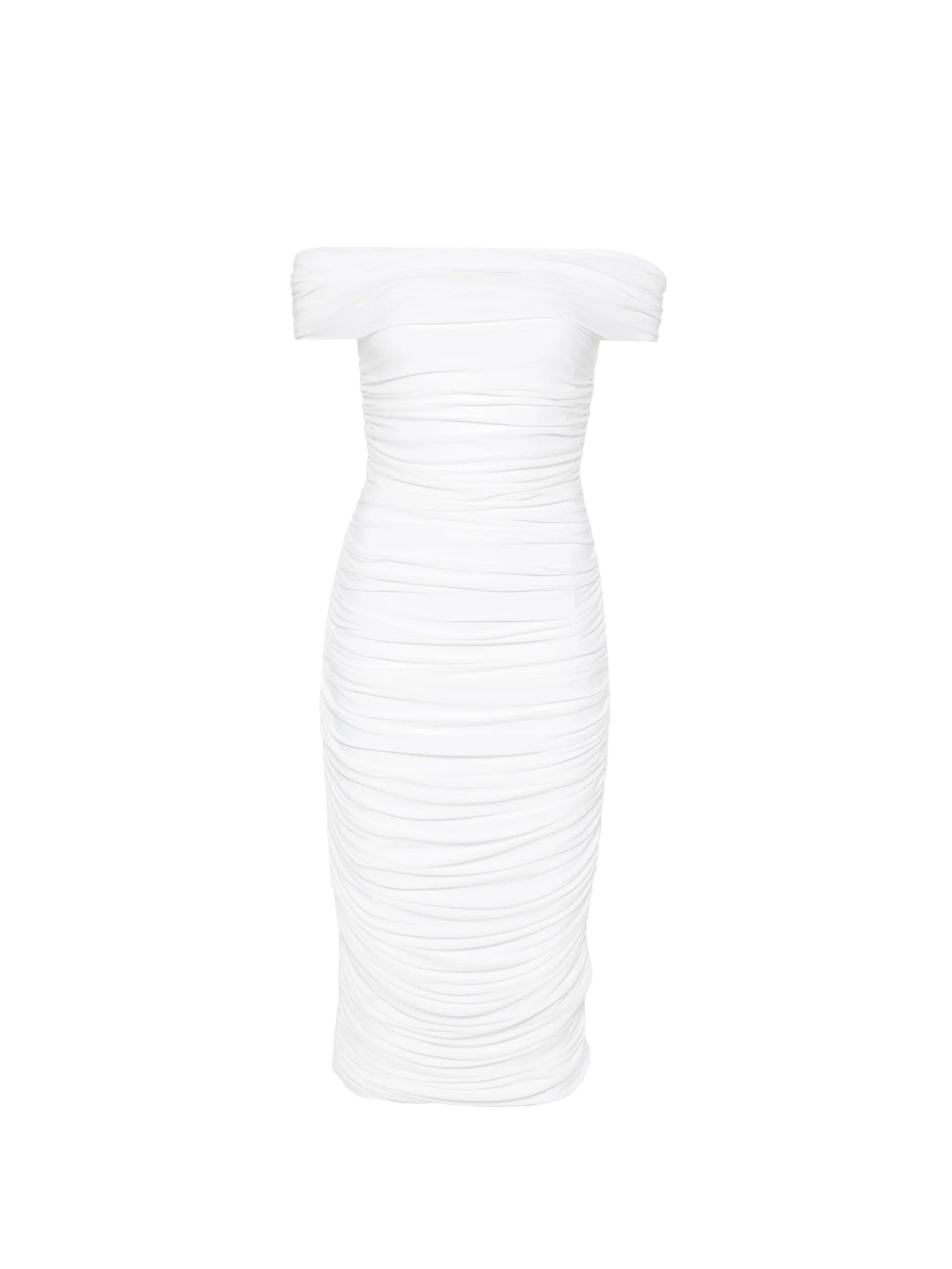 Norma Kamali ruched off - the - shoulder midi dress