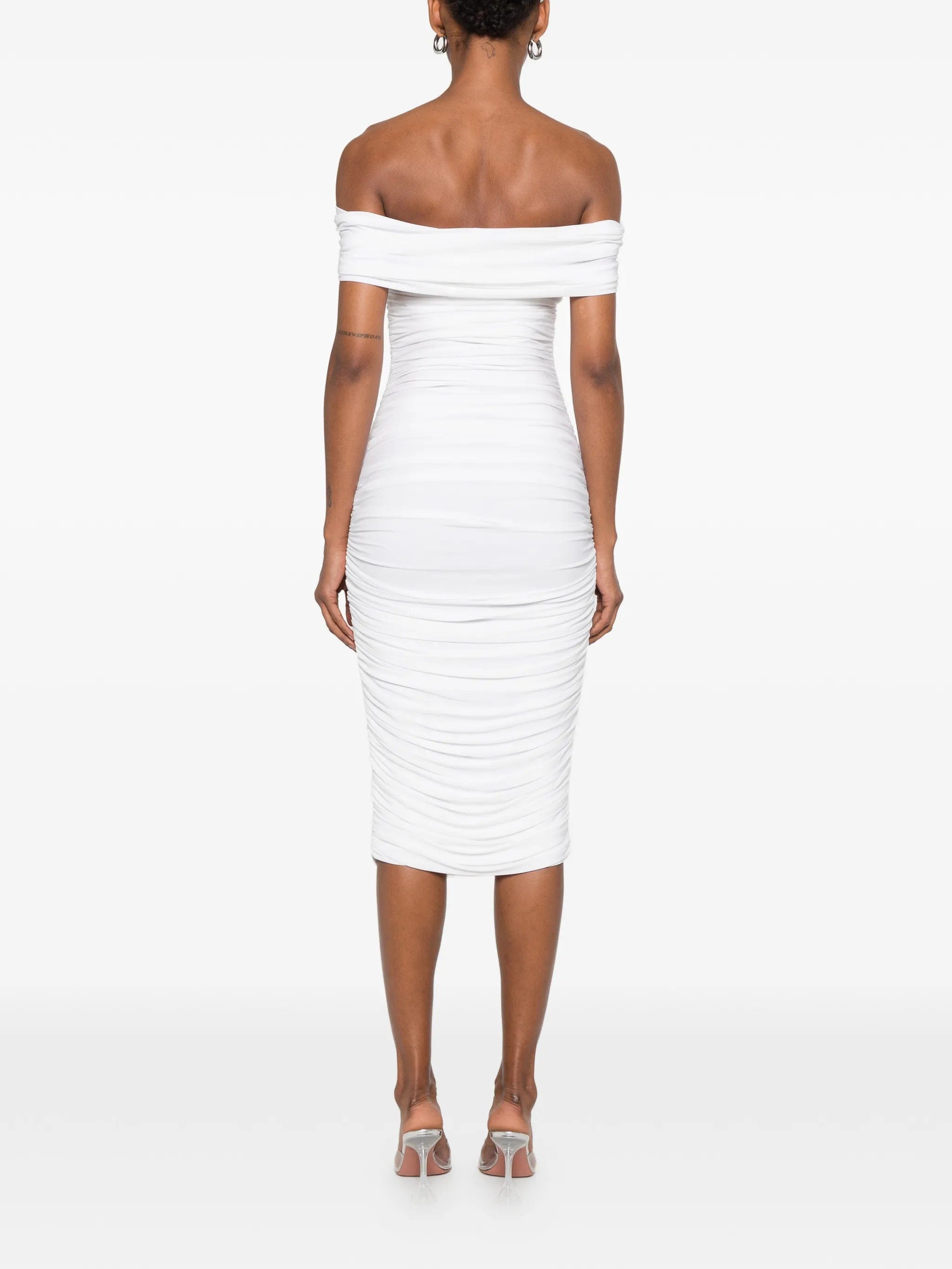 Norma Kamali ruched off - the - shoulder midi dress